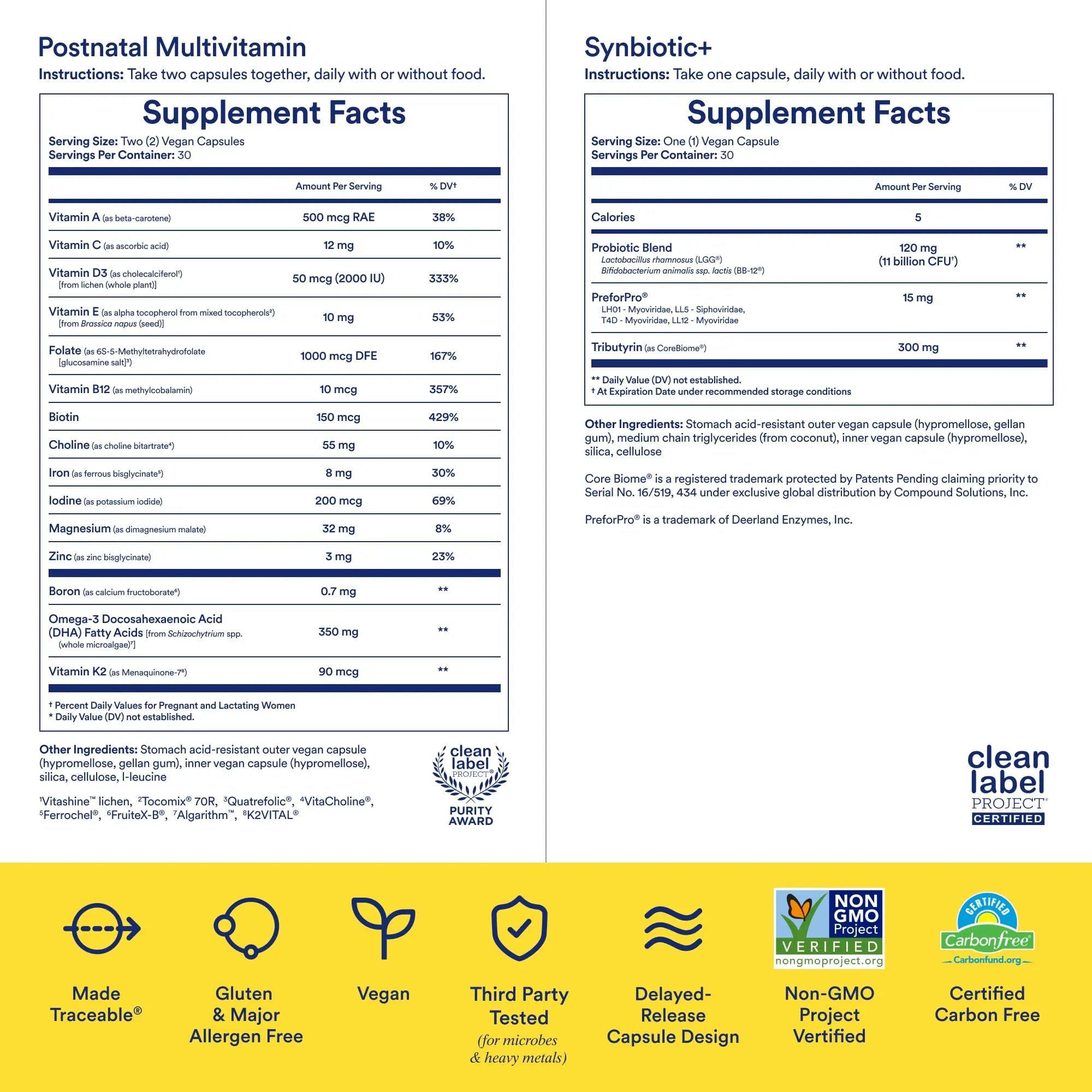 Ritual Postnatal Multivitamin and Gut Duo Supplements with Postnatal Vitamins and Synbiotic+: 3-in-1 Probiotic, Prebiotic, Postbiotic, Supports Lactation, and Gut Health, 30 Day Supply Ritual Au supplements
