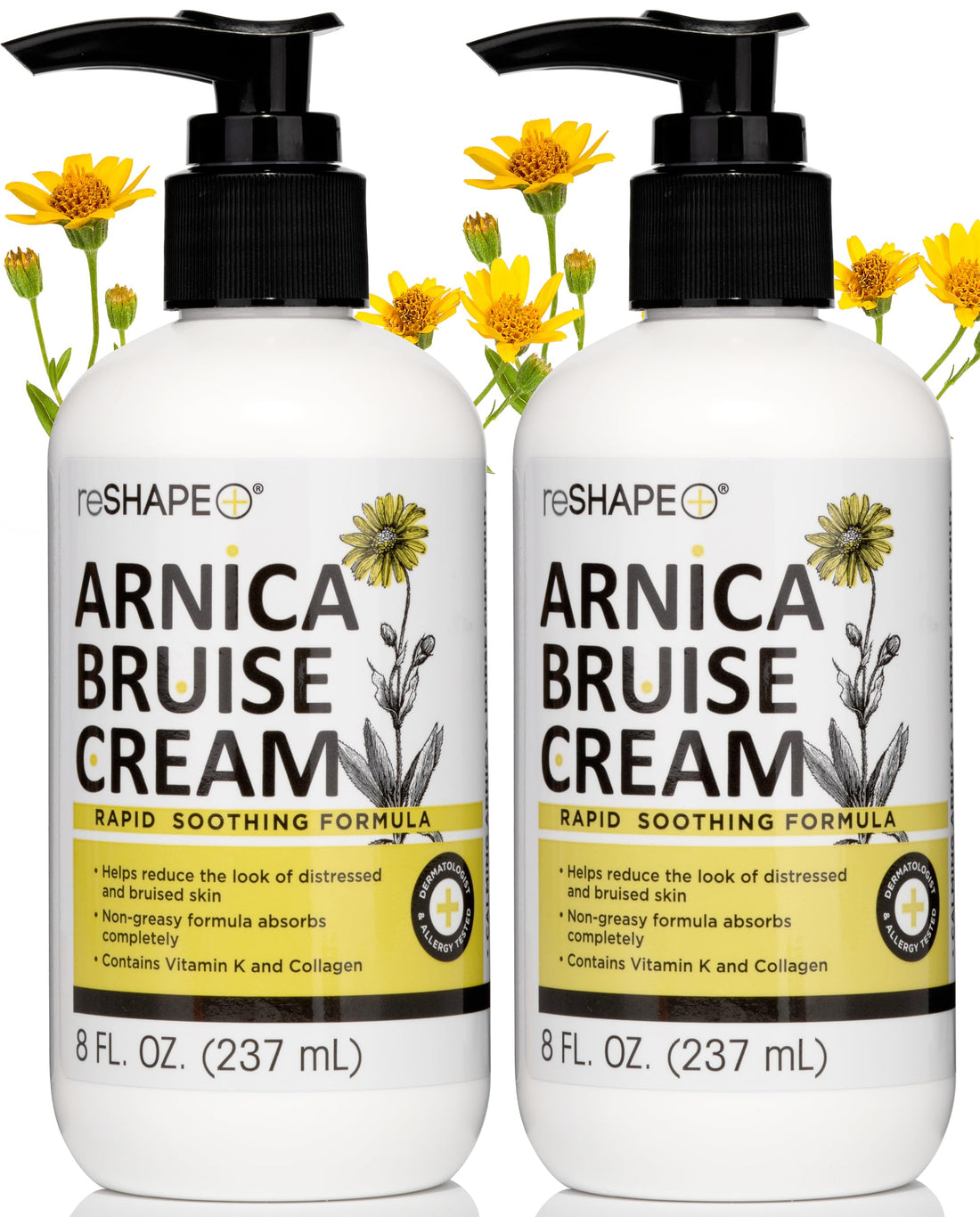 Reshape+ Arnica Bruise Relief Topical Cream For Bruising, Swelling, & Discoloration On Skin, Natural Skin Care Homeopathic Arnica Lotion W/Vitamin K, Horse Chestnut, & Collagen, 8 Fl Oz (2-Pack) Reshape+ Au supplements