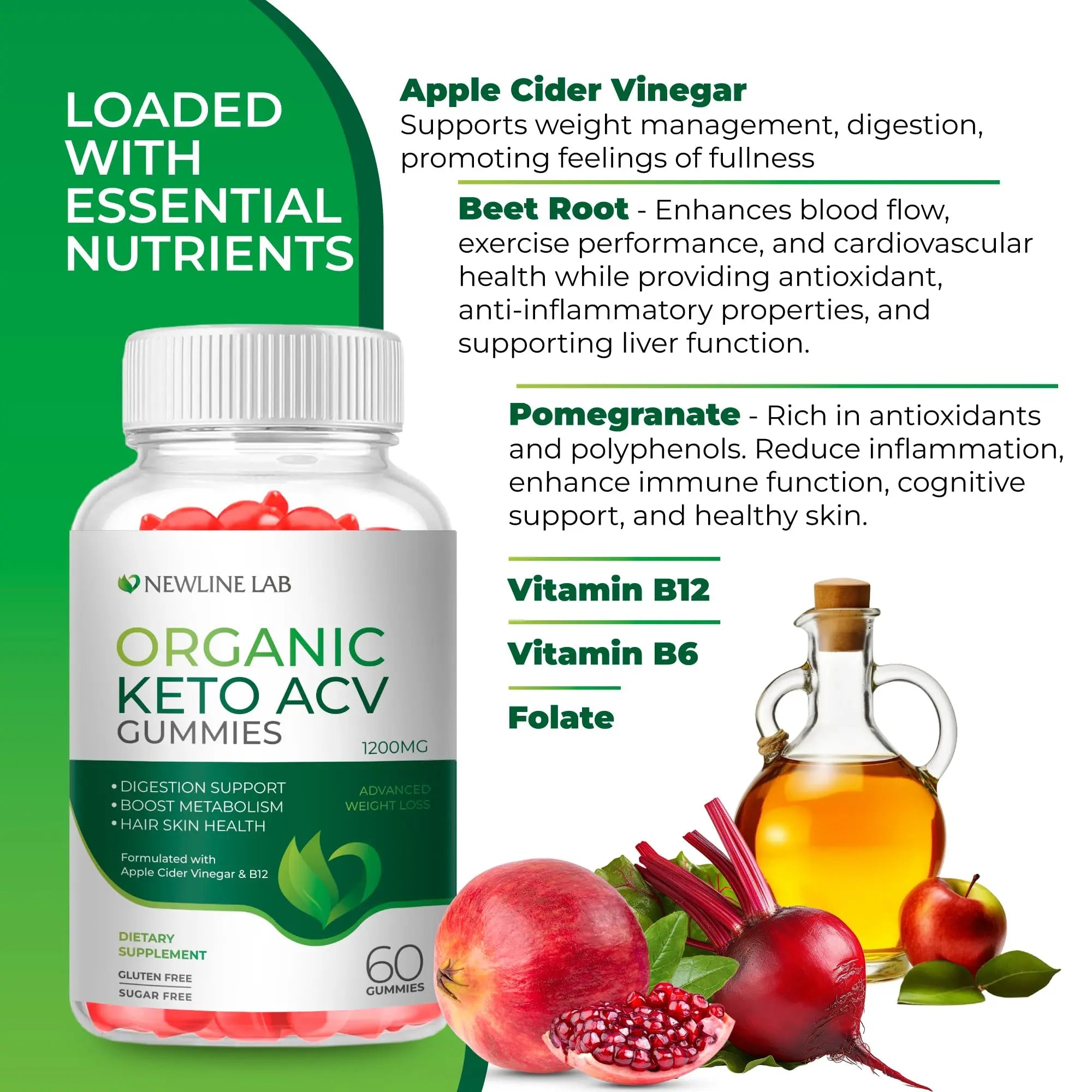 Organic Keto ACV Gummies for Advanced Weight Loss Fat Burn - Sugar Gluten Free Apple Newline Lab Au supplements