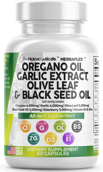 Oregano Oil 6000mg Garlic Extract 4000mg Olive Leaf 3000mg Black Seed Clean Nutraceuticals Au supplements