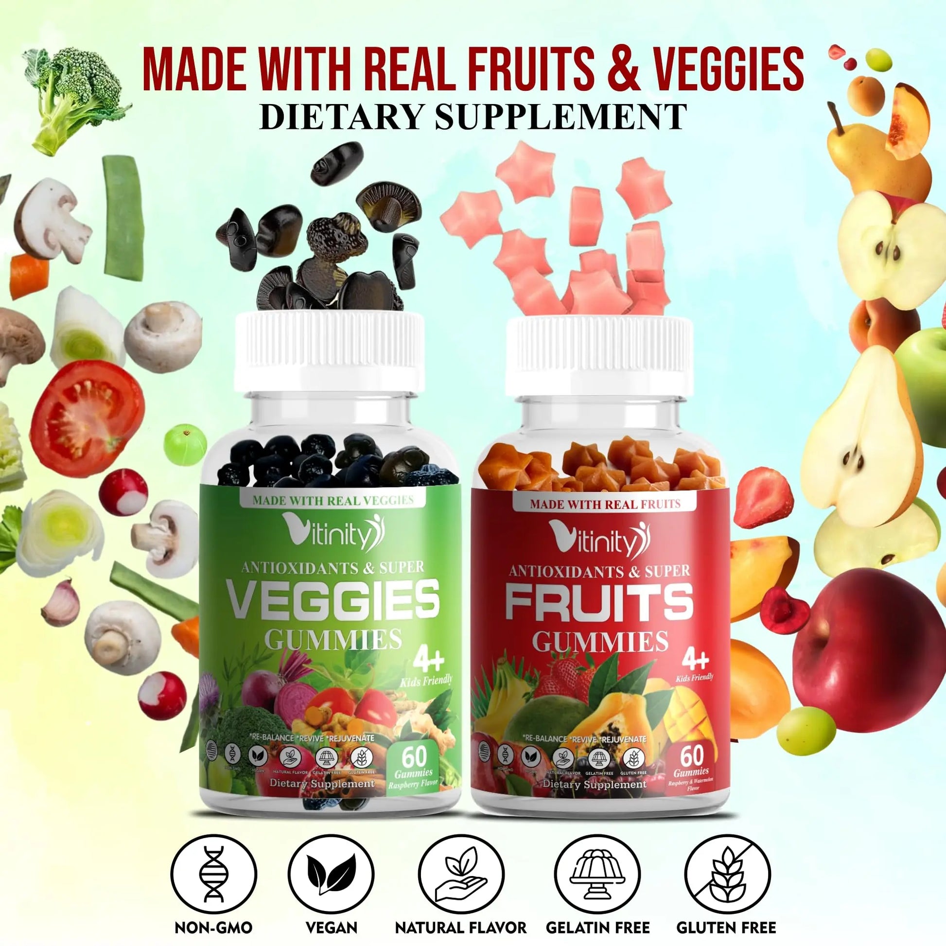 VITINITY Made with Real Fruit-Real Veggie Gummies-Superfood Vegetable Vitamin Sup VITINITY Au supplements