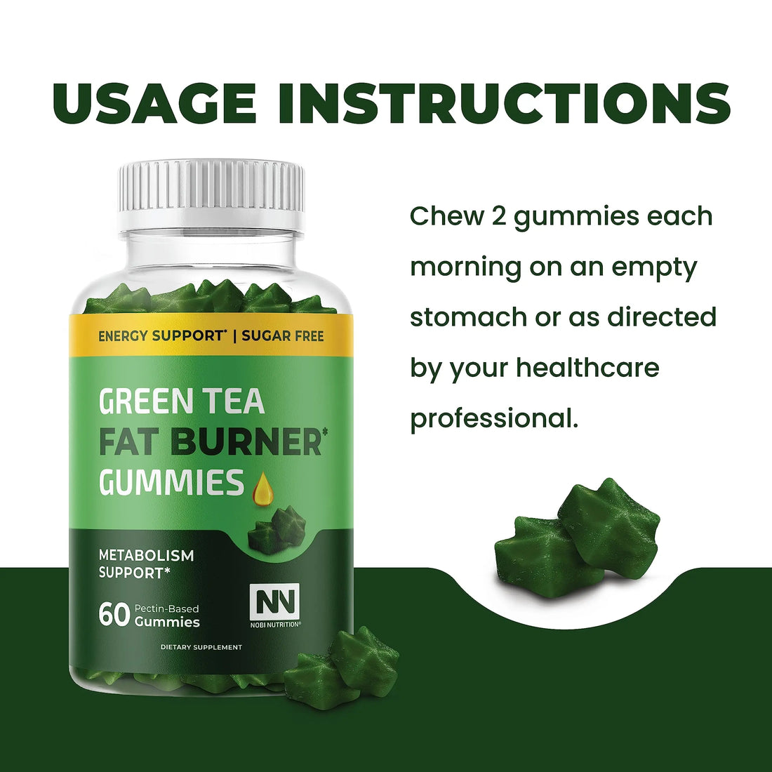 Nobi Nutrition Green Tea Fat Burner Gummies for Weight Loss | Metabolism Boost Nobi Nutrition Au supplements