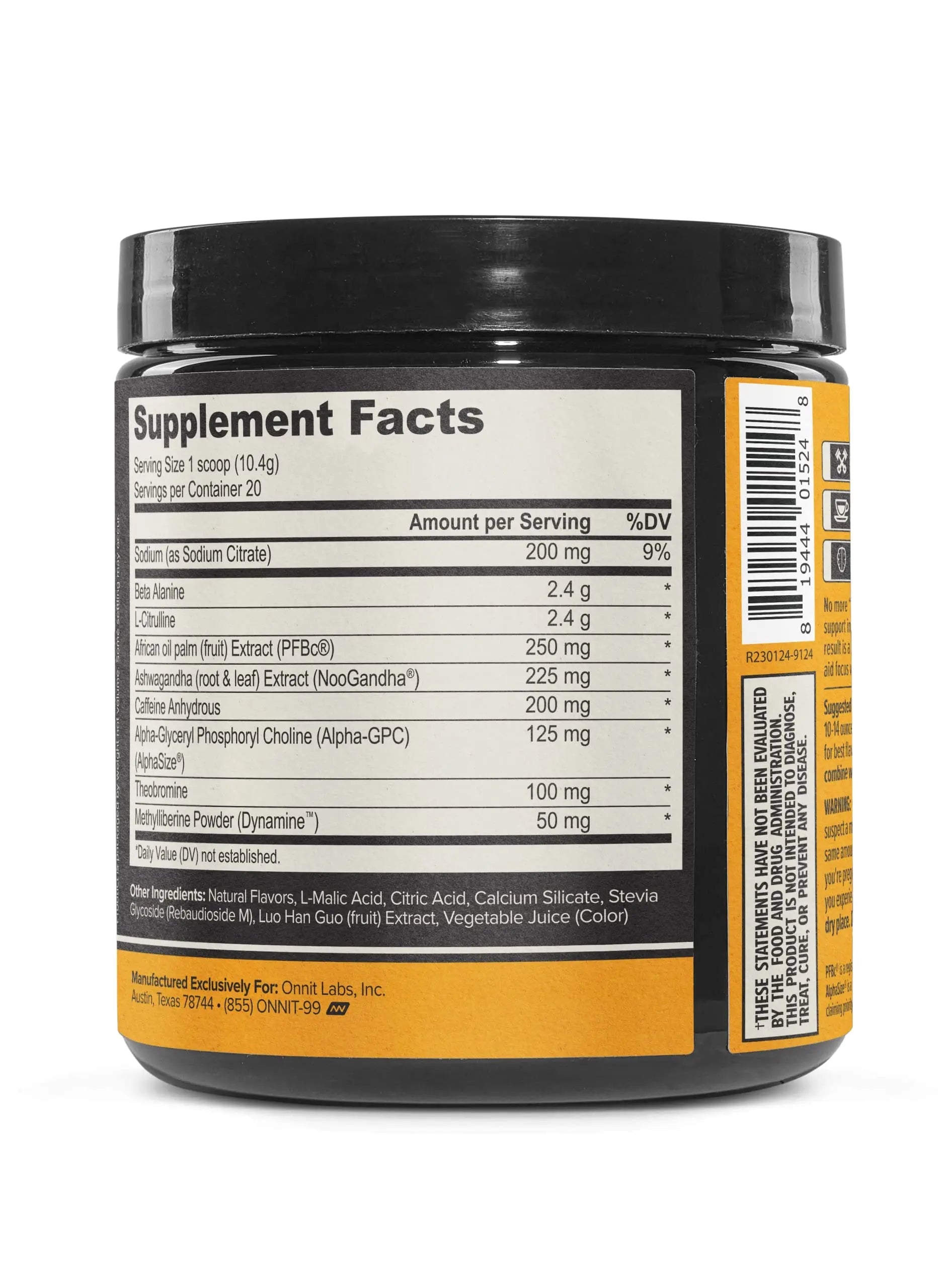 ONNIT Alpha Brain Pre-Workout - Yuzu Peach (20 Serving Tub) ONNIT Au supplements