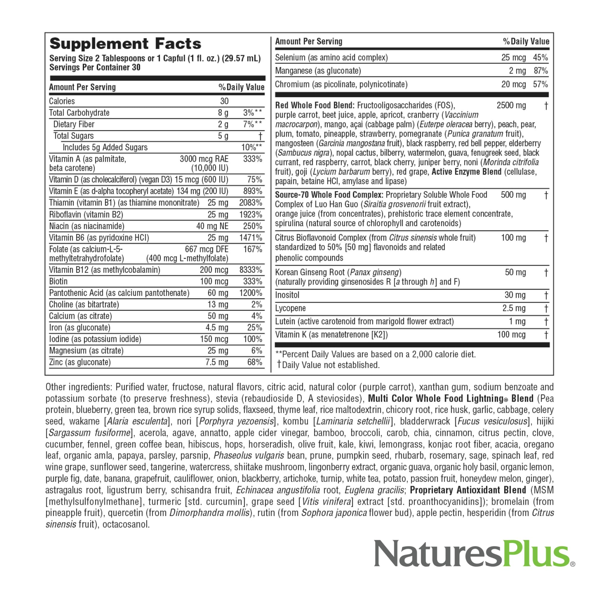 NaturesPlus Source of Life RED Multivitamin Liquid - 30 oz - Energy & Immune Support - with Exotic Red Fruits, Lycopene & Lutein - Vegetarian & Gluten Free - 30 Servings NaturesPlus Au supplements