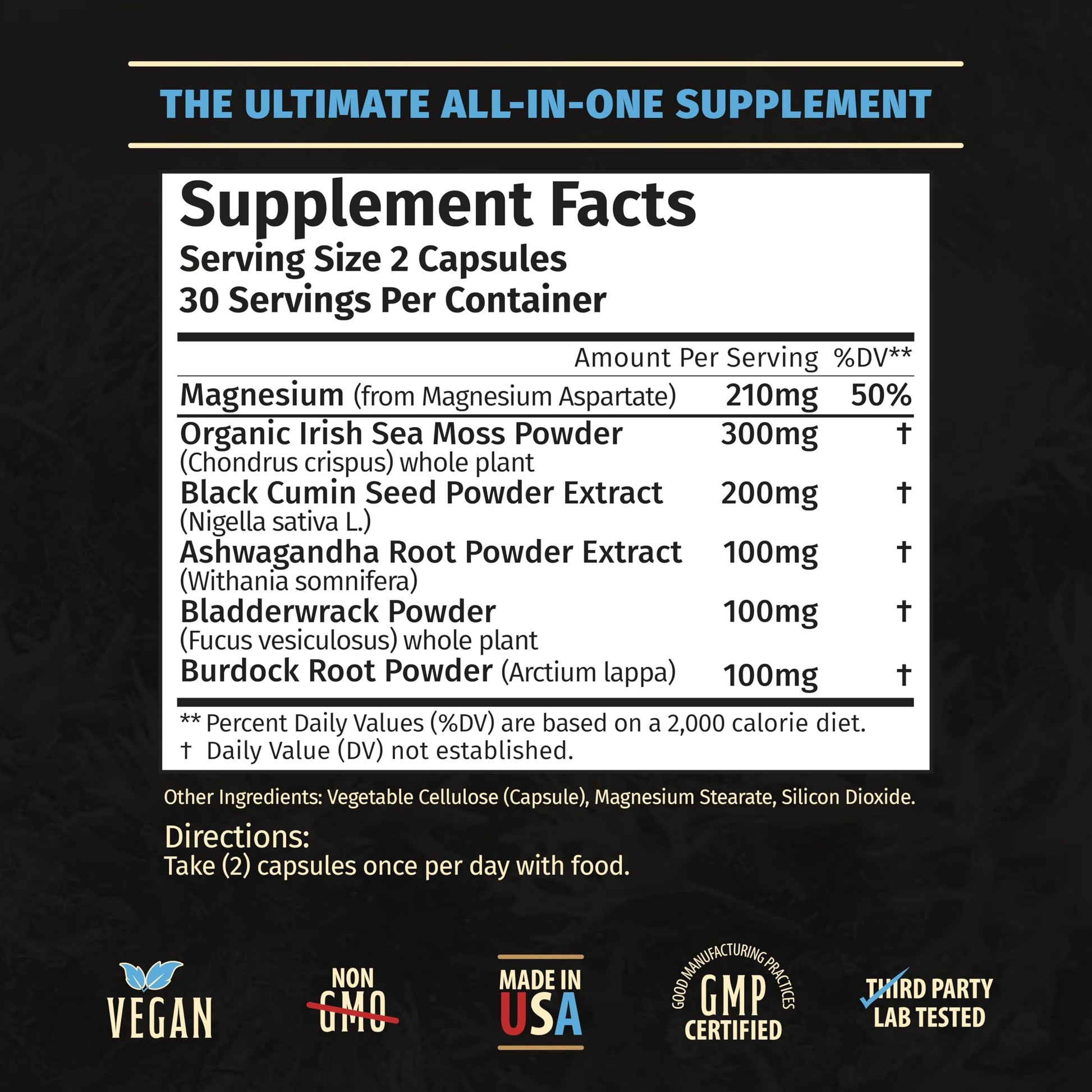 Rooted Origins Sea Moss Capsules – Irish Sea Moss Advanced, Magnesium, Ashwaghanda, Black Seed Oil, Burdock Root & Bladderwrack – Immune Support, Gut Health, Energy, & More – 60 Capsules Rooted Origins Au supplements