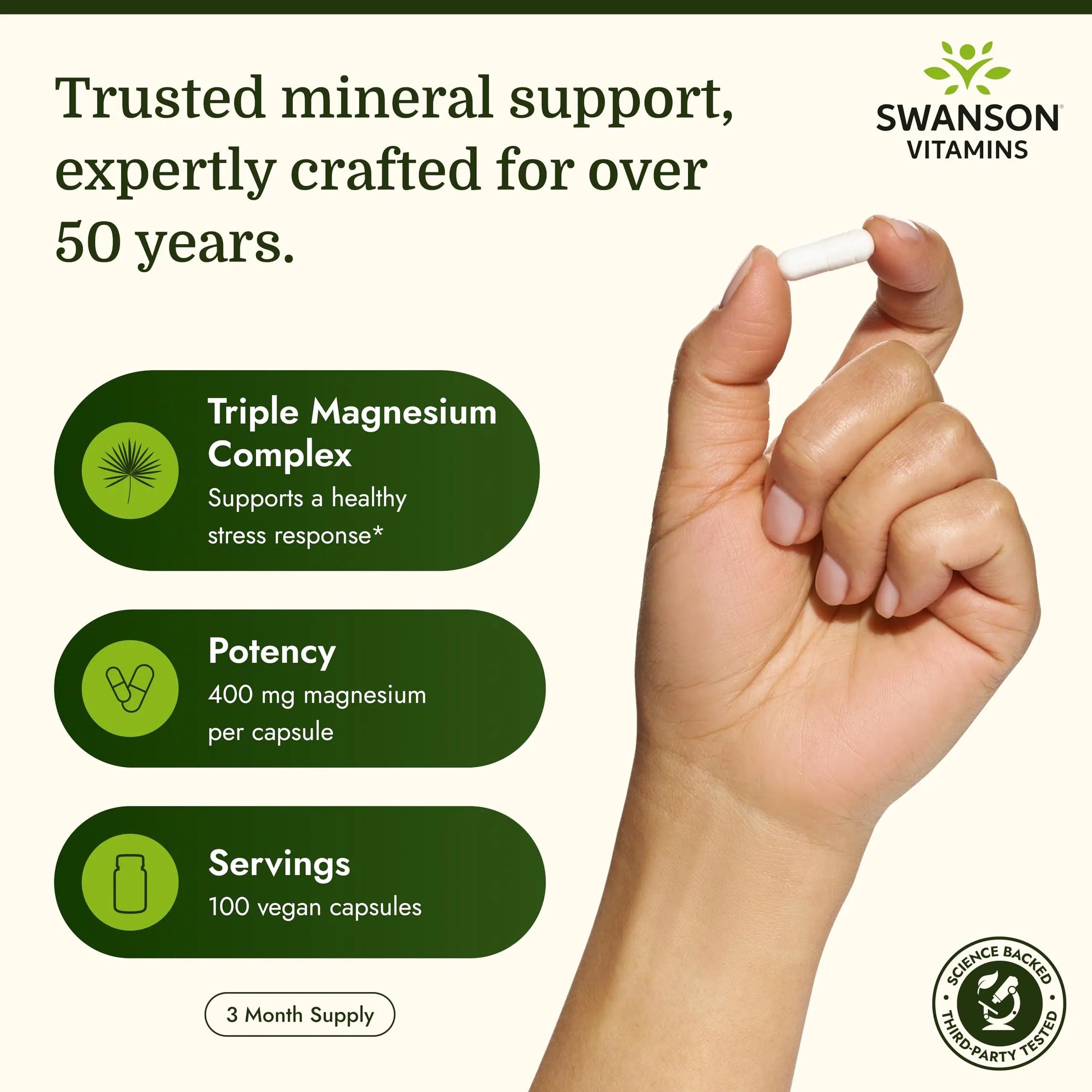 Swanson Triple Magnesium Complex - 100 Capsules, 400mg Each Swanson Au supplements