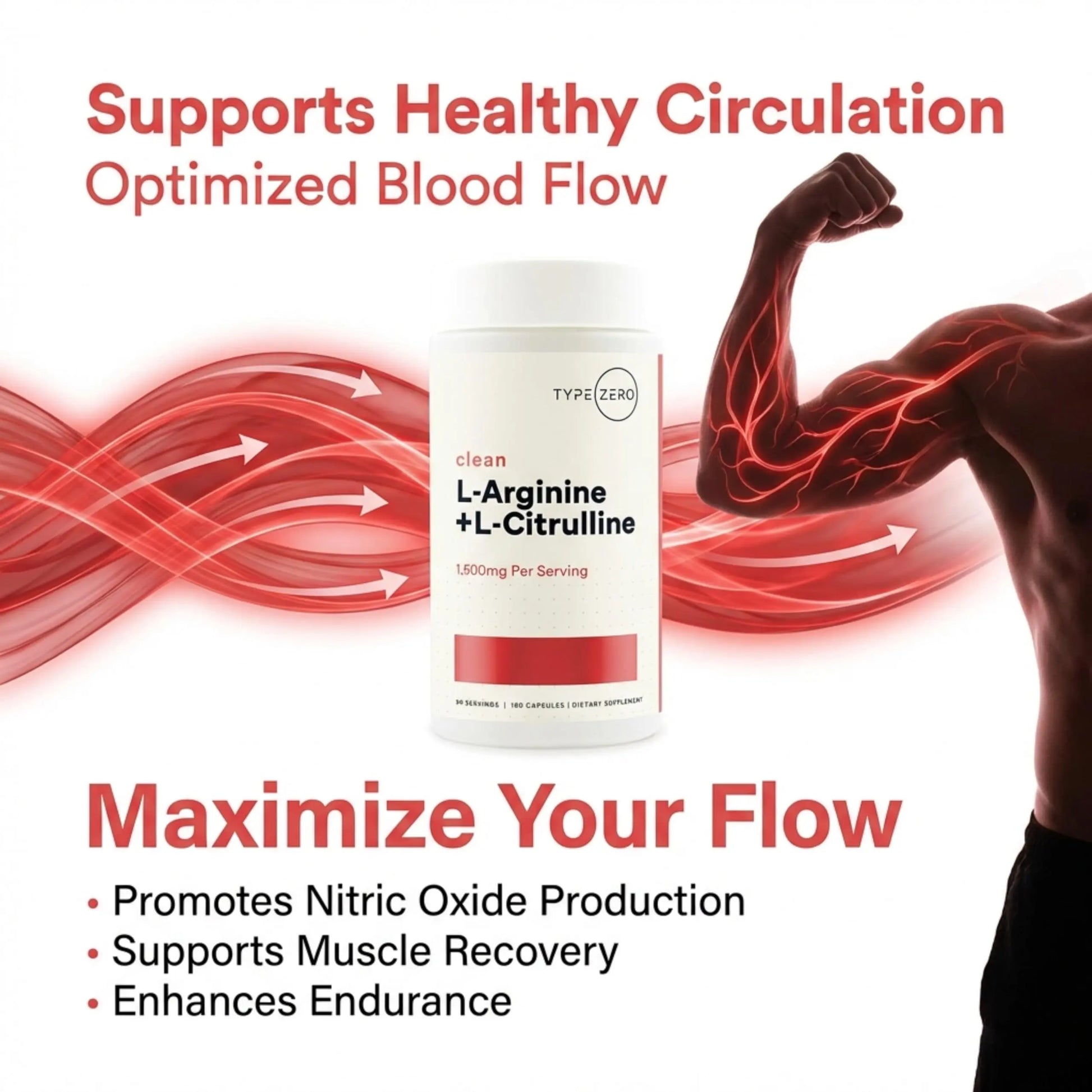 Type Zero L-Arginine + L-Citrulline Supplement (1500mg) - Nitric Oxide Booster - Clean, Keto-Friendly, GMO-Free, 180 Capsules, 90 Servings Type Zero Au supplements