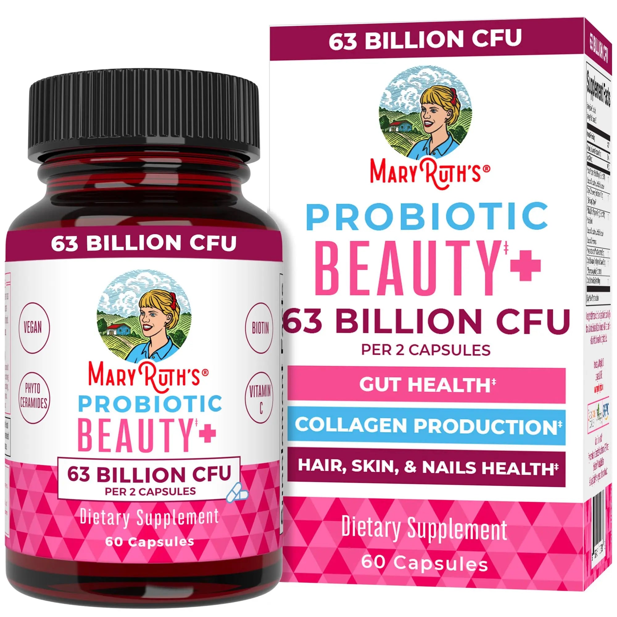 MaryRuth Organics Probiotic Beauty Capsules | Vegan Collagen Support | Anti Aging | Gut Health | Hair Skin and Nails Vitamins | Skin Care MARYRUTH'S Au supplements