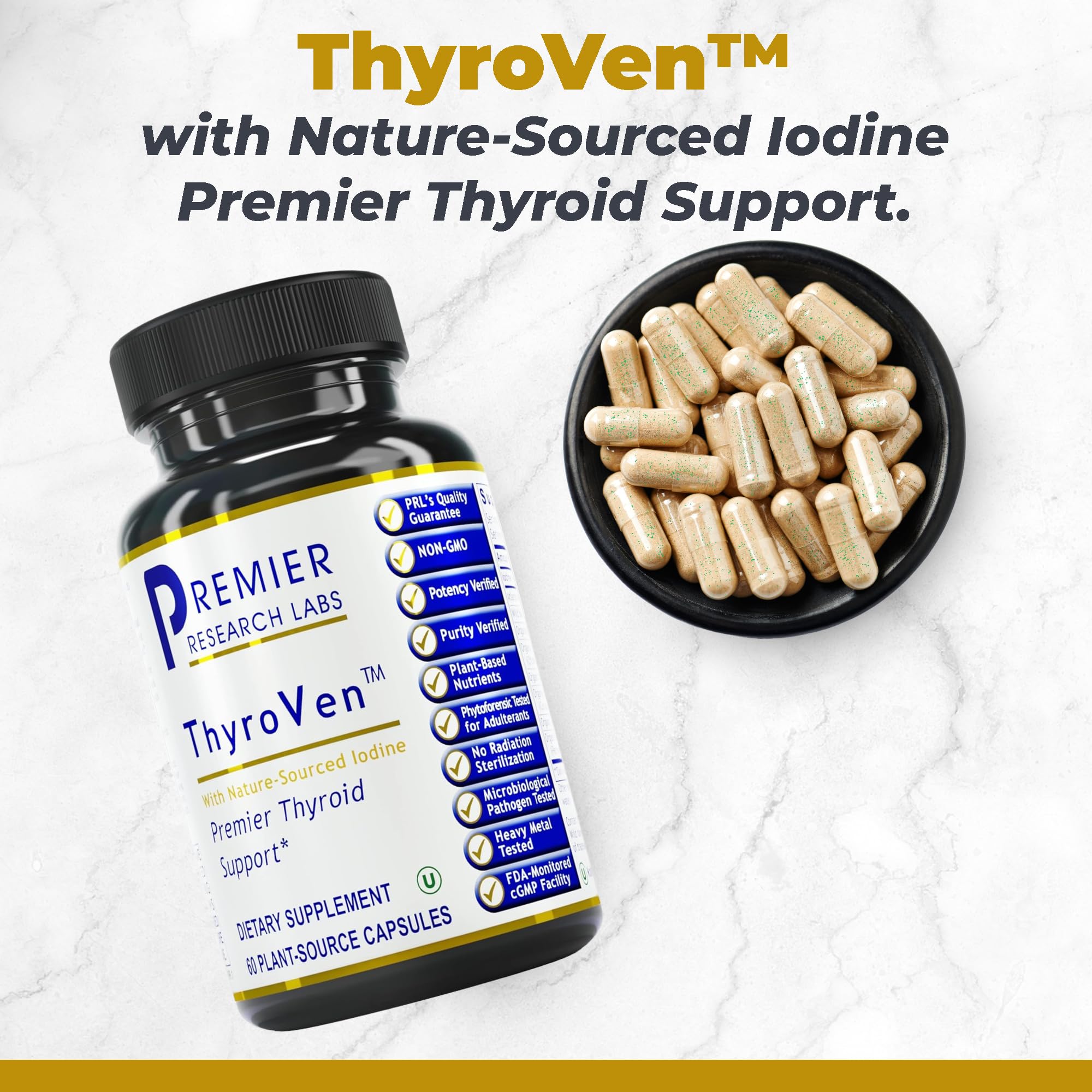 Premier Research Labs ThyroVen - Thyroid Support for Women, Thyroid Support for Men, Thyroid Supplement, Thyroid Support Complex with Naturally-Sourced Iodine - 60 Capsules Premier Research Labs Au supplements