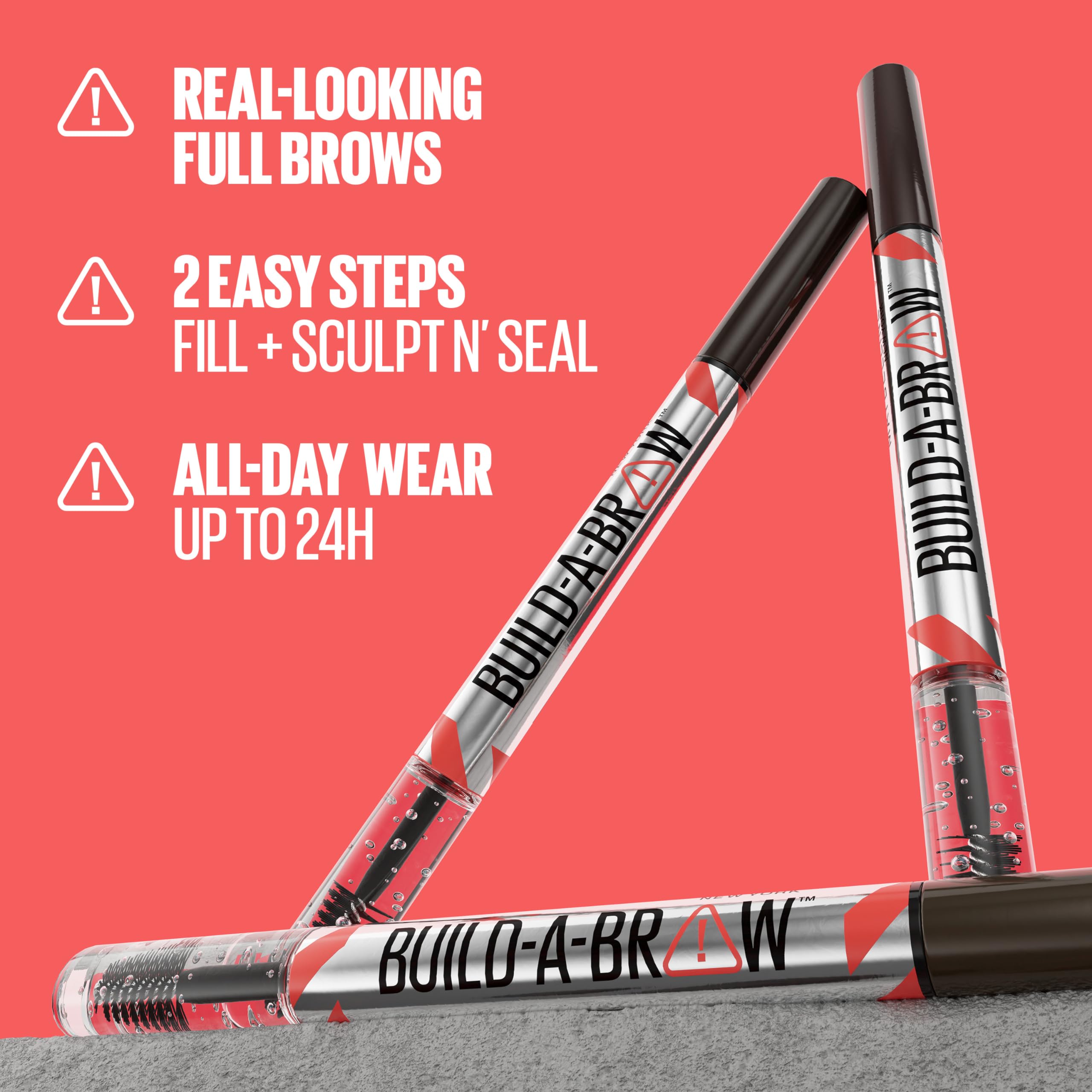 Maybelline Build-A-Brow 2-in-1 Brow Pen and Sealing Eyebrow Gel, Eyebrow Makeup for Real-Looking, Fuller Brows, Black Brown, 1 Count MAYBELLINE Au supplements
