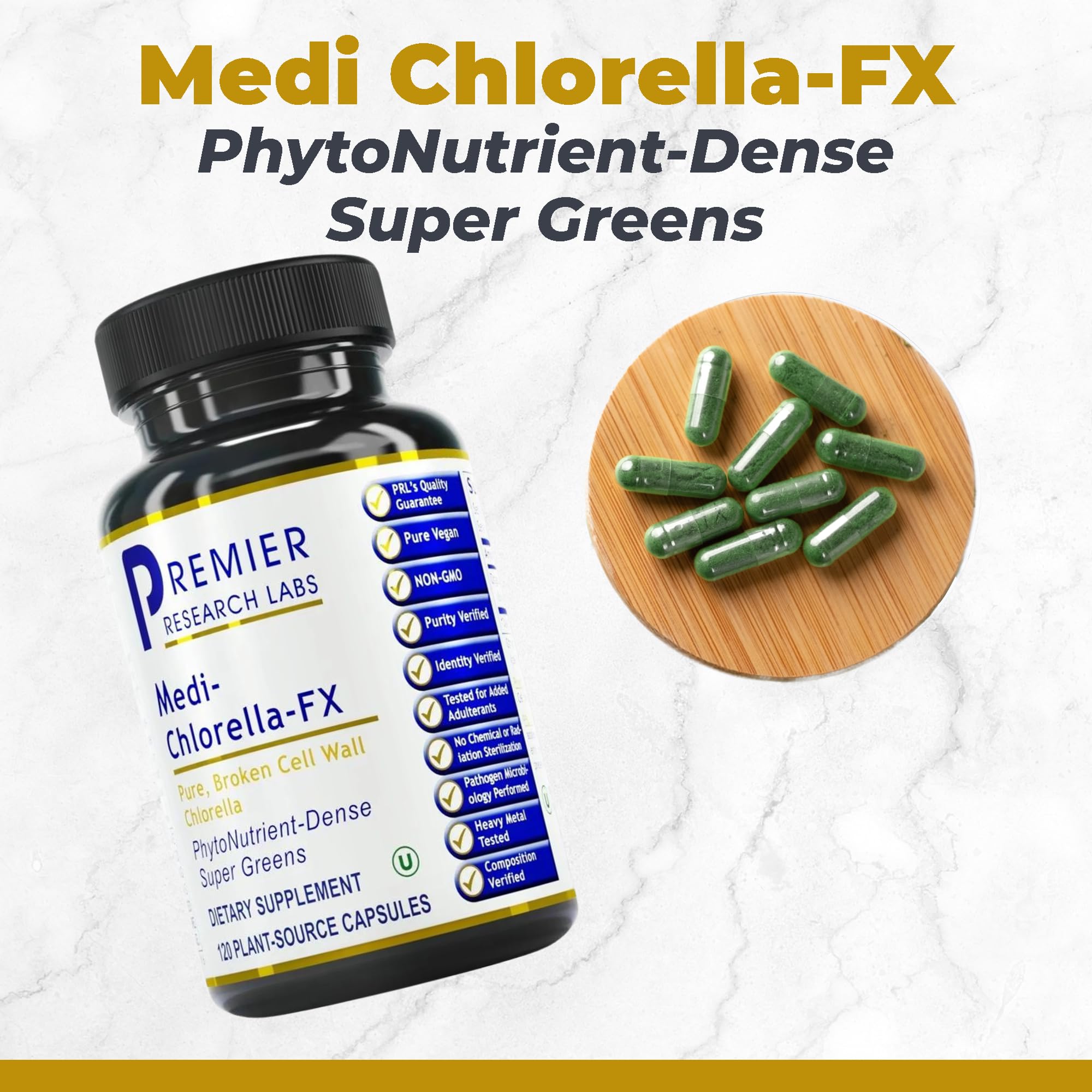 Premier Research Labs Medi Chlorella-FX - Chlorella Capsules, Chlorophyll Capsules, Organic Pills for Women & Men, Chlorophyll Supplement - 120 Vegetarian Capsules Premier Research Labs Au supplements