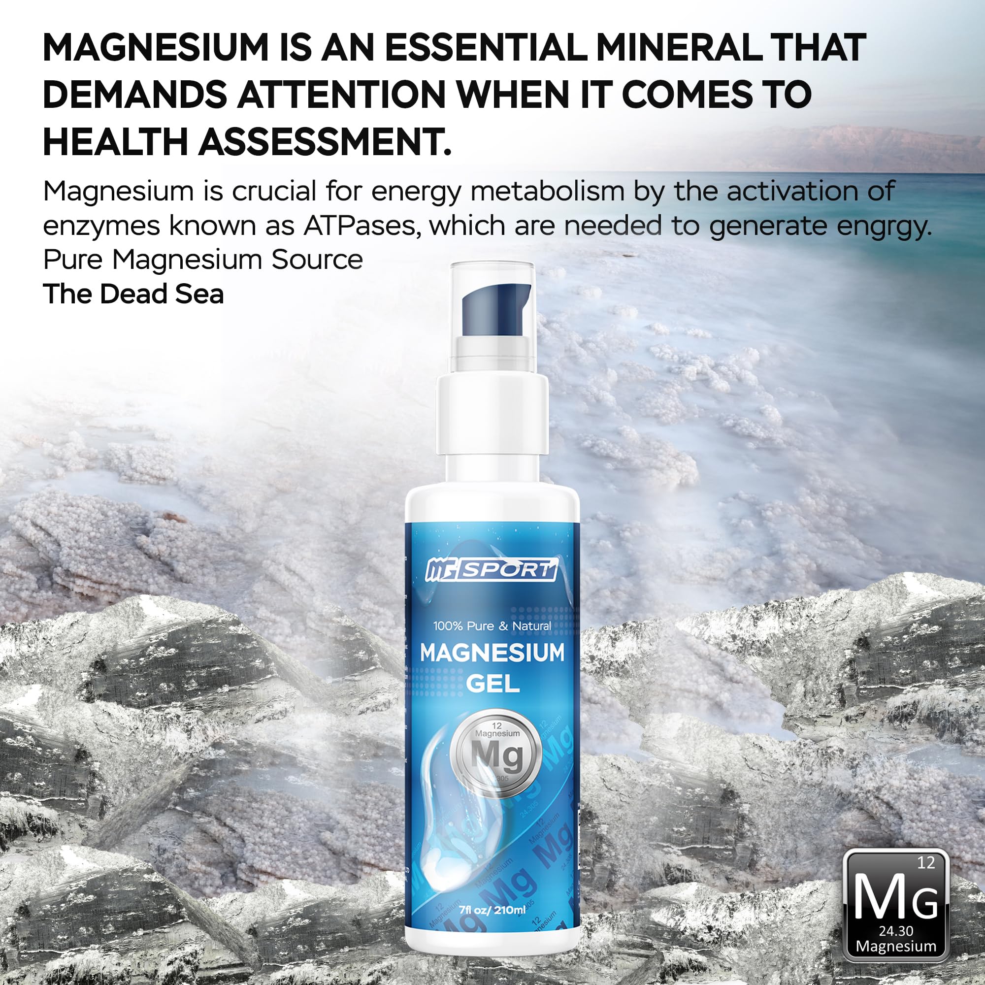 MgSport Magnesium Gel Dead Sea Magnesium - Gentle Topical Gel for Leg Cramps and Muscle Recovery Without Stinging - 20% More Potency Than Magnesium Oil Sprays - 1,000 Pumps MgSport Au supplements