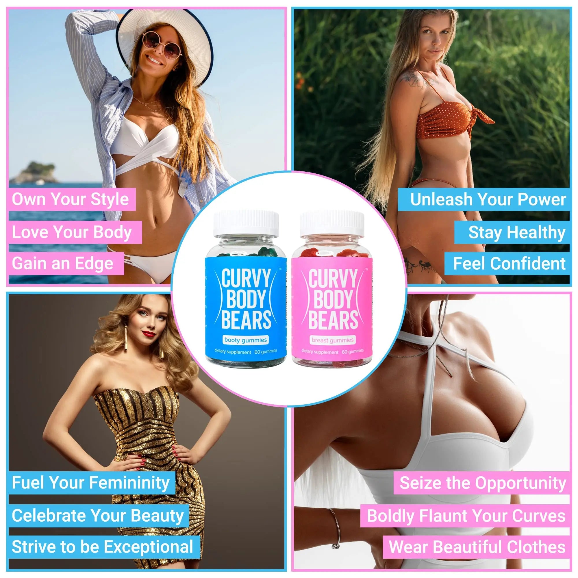 Curvy Body Bears Gummies Combo Pack - Chest and Bum Gummies - Workout Aid Curvy Body Bears Au supplements