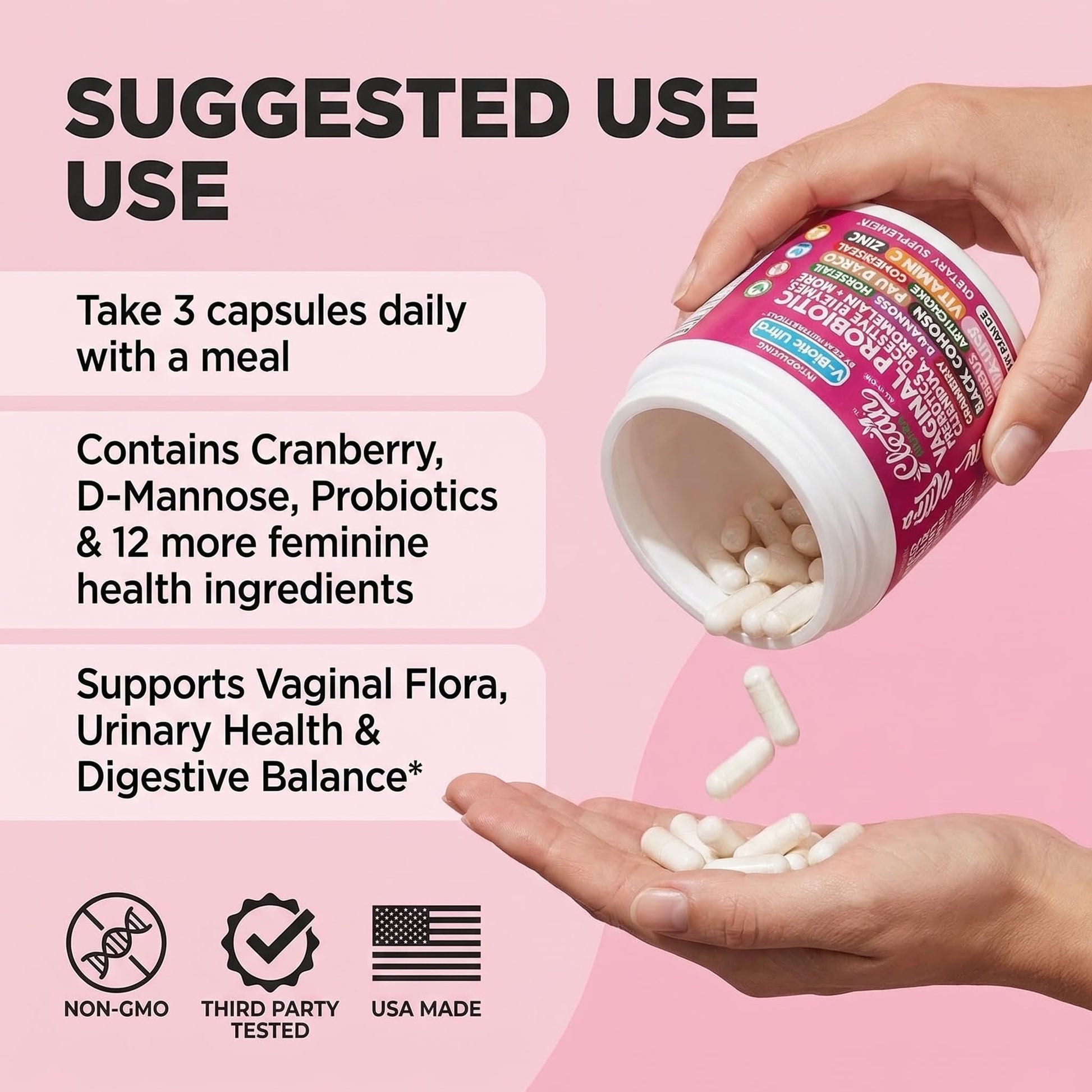 Clean Nutra Vaginal Probiotics for Women + Prebiotics Digestive Enzymes Bromelain Cranberry D Mannose Horsetail Black Cohosh Artichoke Hibiscus Flowers Probiotic for Digestive Health 90 Vegan Capsules Clean Nutraceuticals Au supplements
