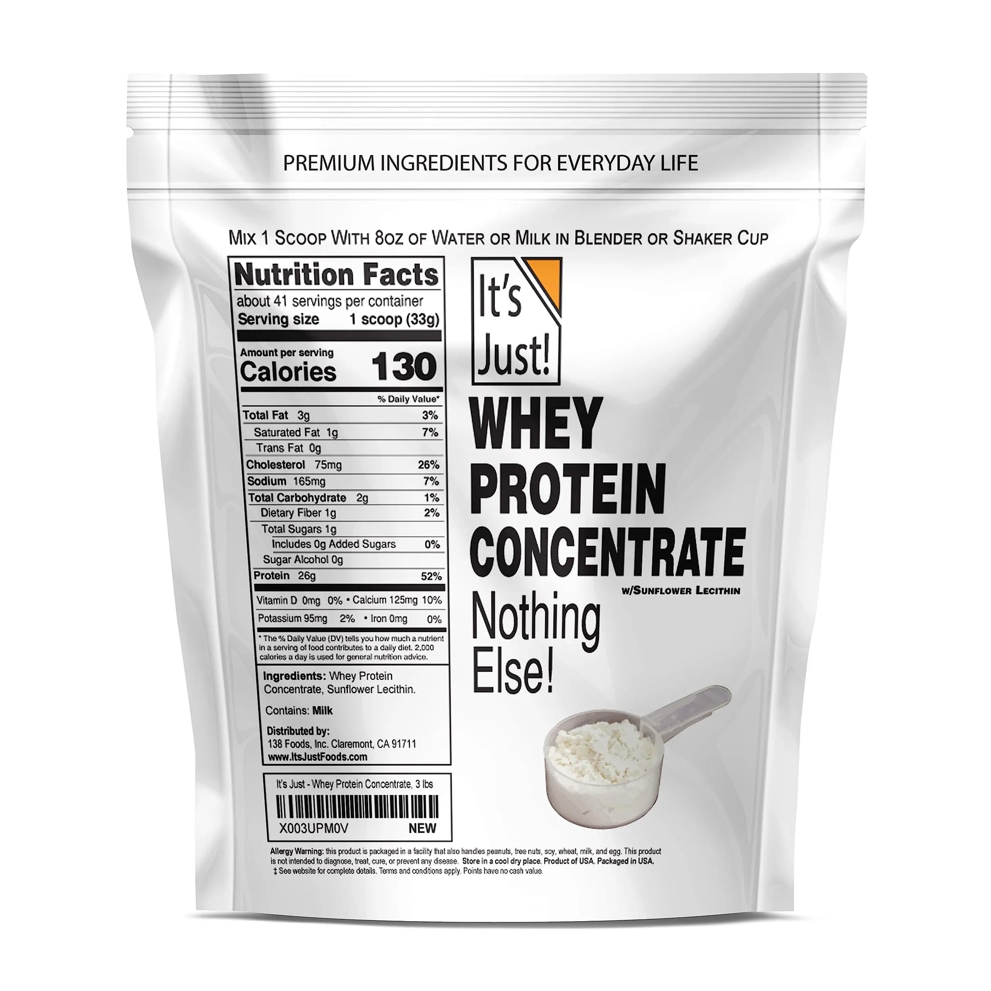 It's Just! - 100% Whey Protein Concentrate, Made in USA, Premium WPC-80, No Added It's Just! Au supplements
