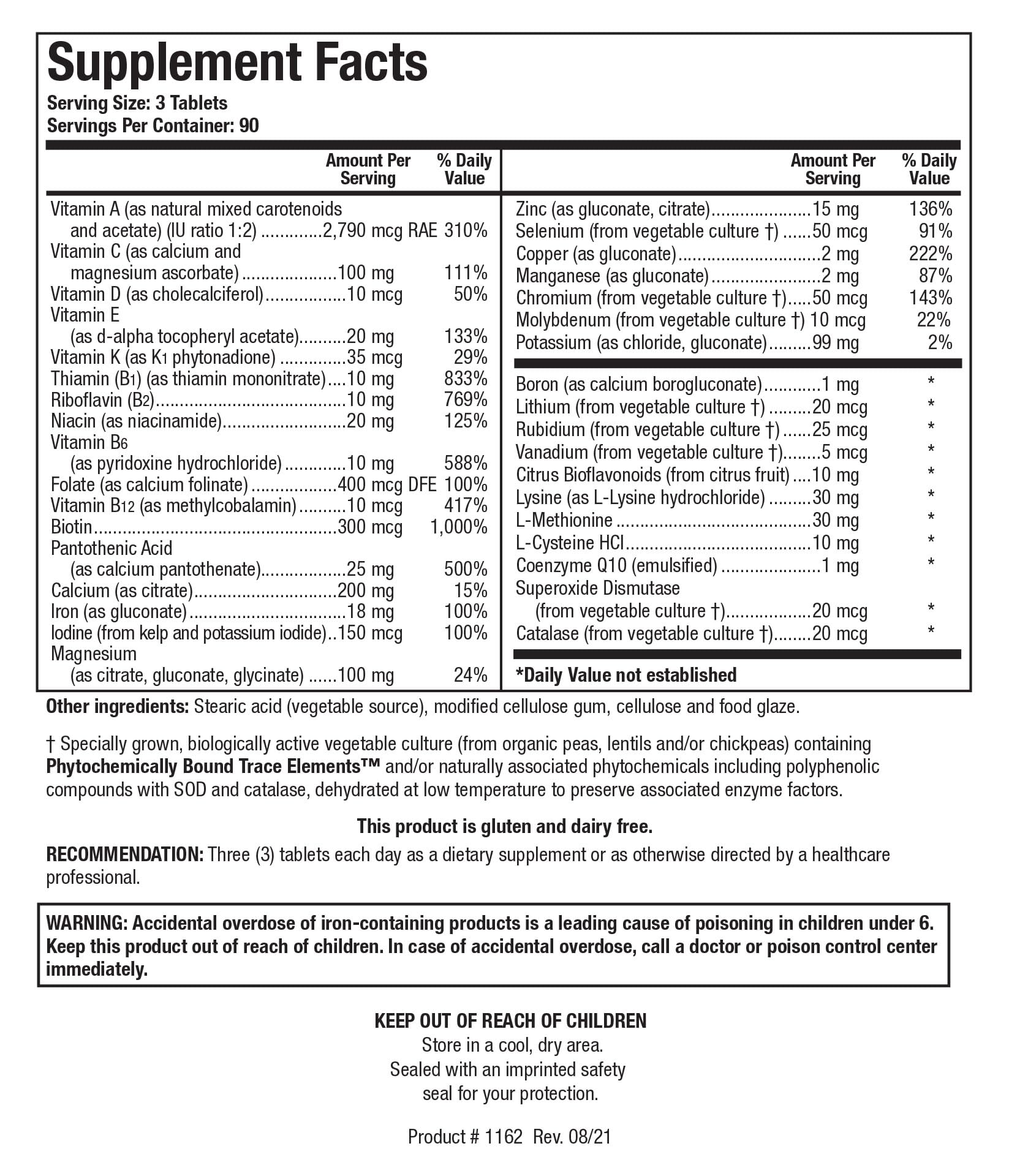 BIOTICS RESEARCH Bio-Multi Plus - Robust Foundational Multivitamin/Mineral Formula, Contains Plant-Based Trace Minerals 270 Tablets BIOTICS RESEARCH Au supplements