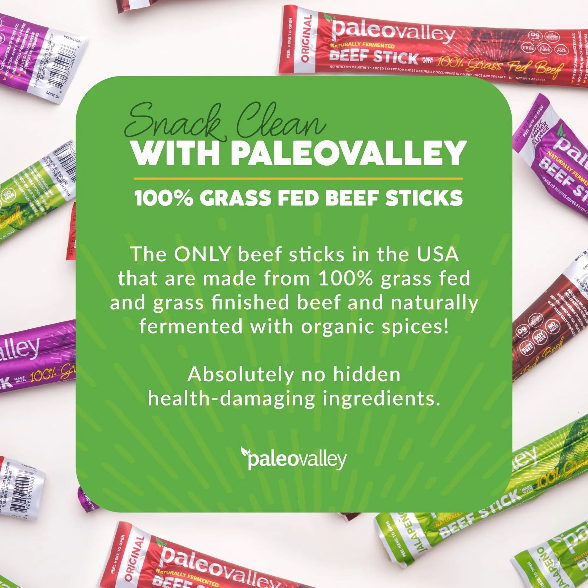 Paleovalley 100% Grass Fed Beef Sticks - Delicious Gluten Free Beef Snack - High Protein Keto Friendly, 40 Count Variety Pack Paleovalley Au supplements