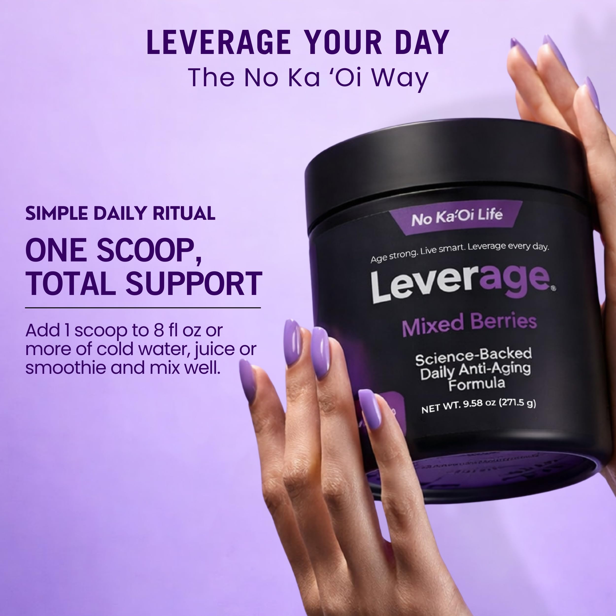 Leverage Mixed Berries Anti–Aging Supplement & Longevity Mix - Daily Wellness Multivitamin Powder with Hyaluronic Acid, L-Glycine & Magnesium for Skin, Energy, Cognitive Function & Joint–30 Servings Leverage Au supplements