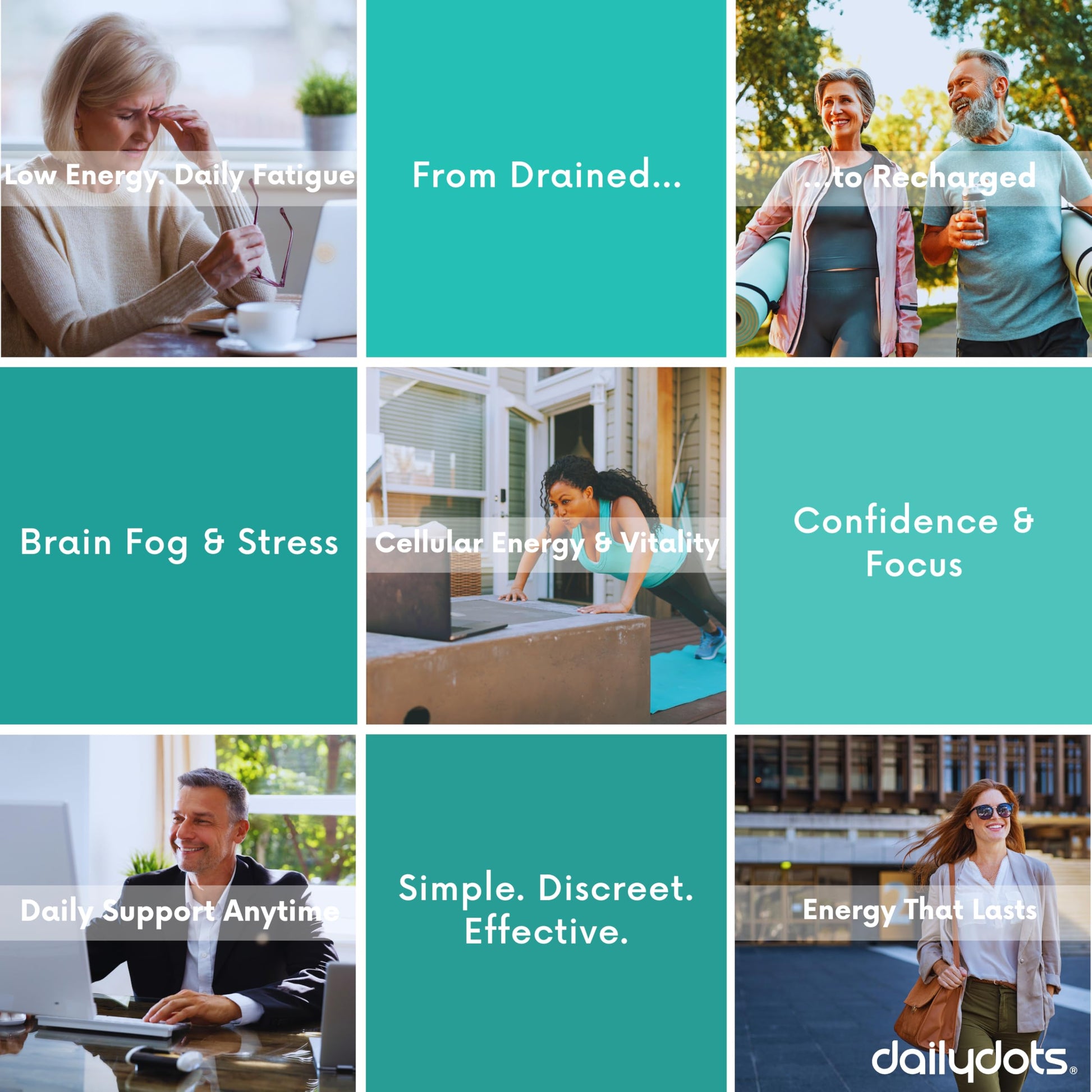 Daily Dots NAD+ Patches | Energy, Healthy Aging & Wellness Support | 12 Active Blends incl. Nicotinamide & CoQ10 | Time Release Patch | for Men & Women (60 Patches) Daily Dots Au supplements