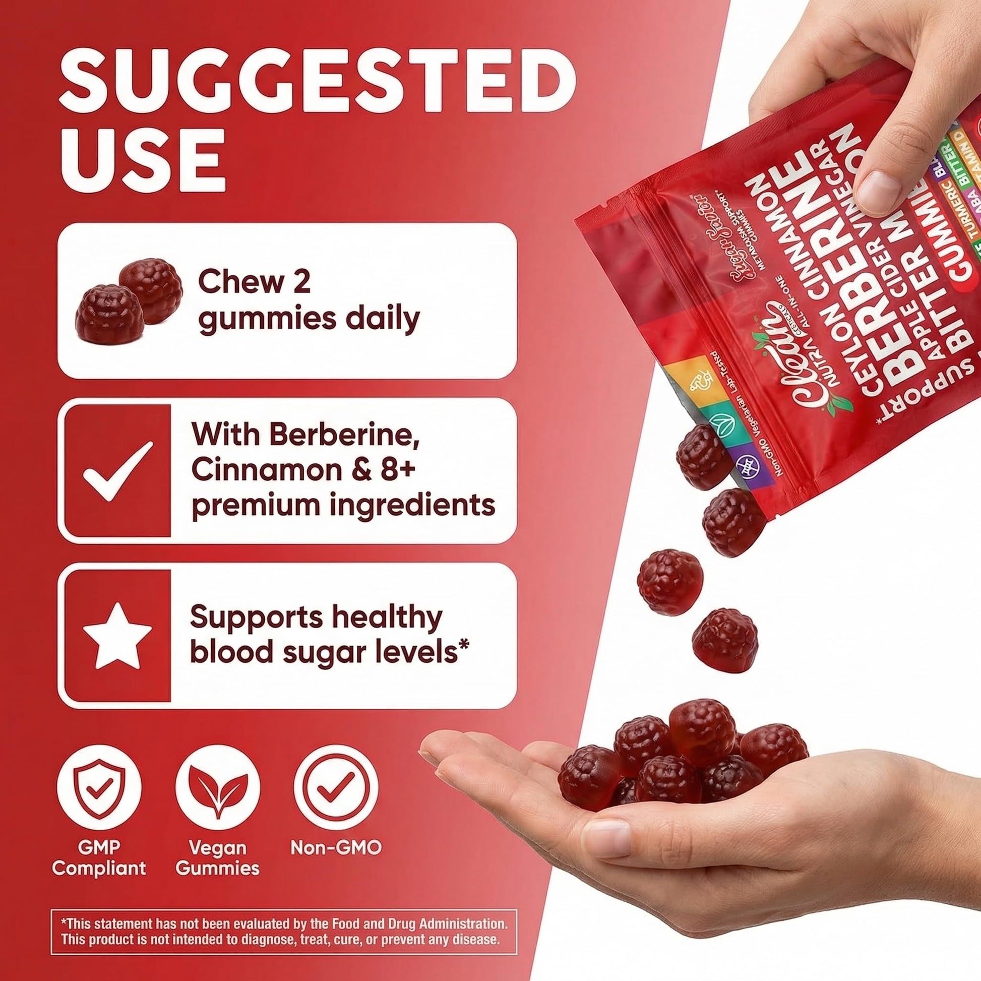 Sugar Savior Ceylon Cinnamon Berberine Gummies Apple Cider Vinegar Artichoke Turmeric Blueberry Ginseng Banaba Bitter Melon Black Pepper Vitamin D Zinc GLP1 Gummies 60 Count by Clean Nutra Clean Nutraceuticals Au supplements