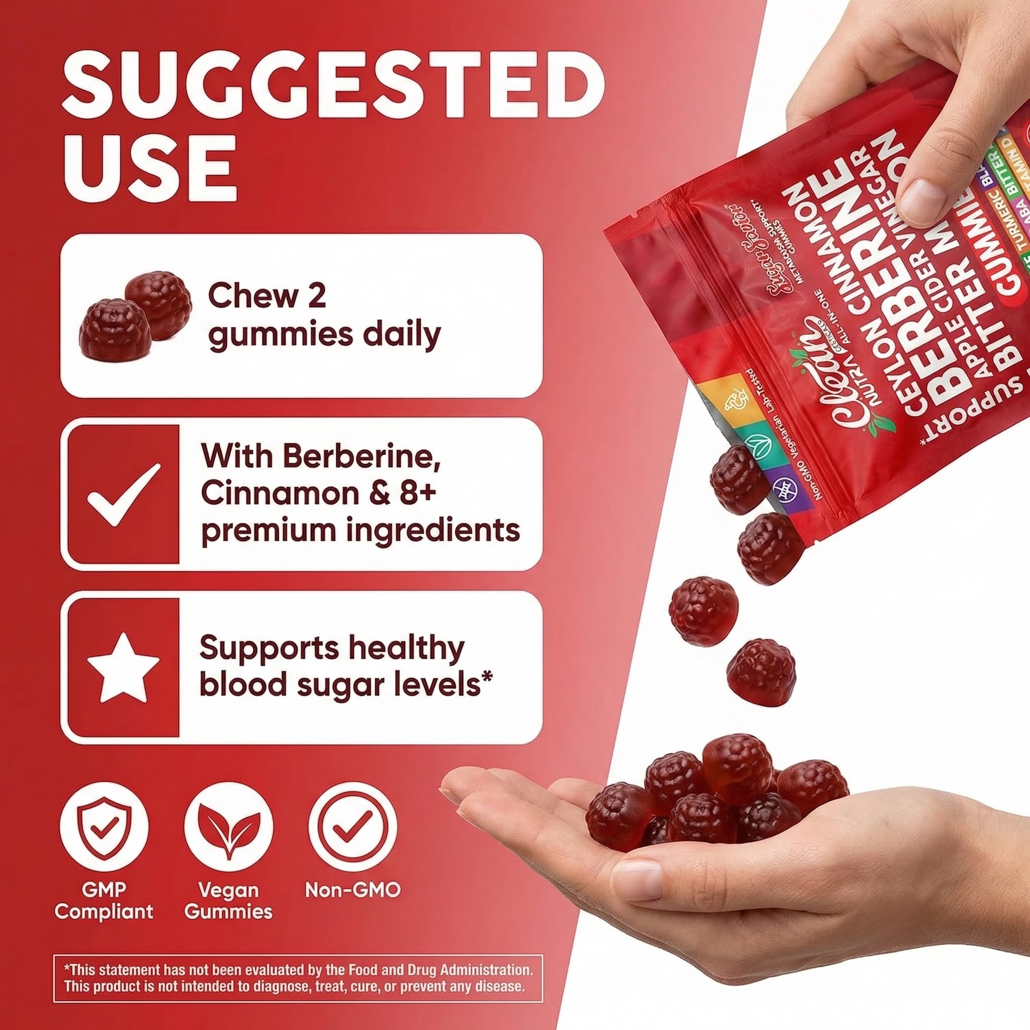 Sugar Savior Ceylon Cinnamon Berberine Gummies Apple Cider Vinegar Artichoke Turmeric Blueberry Ginseng Banaba Bitter Melon Black Pepper Vitamin D Zinc GLP1 Gummies 60 Count by Clean Nutra Clean Nutraceuticals Au supplements