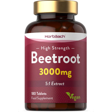 Beetroot Tablets 3000mg | 180 Count | High Strength 5:1 Extract Supplement | Nitric Oxide Horbäach Au supplements