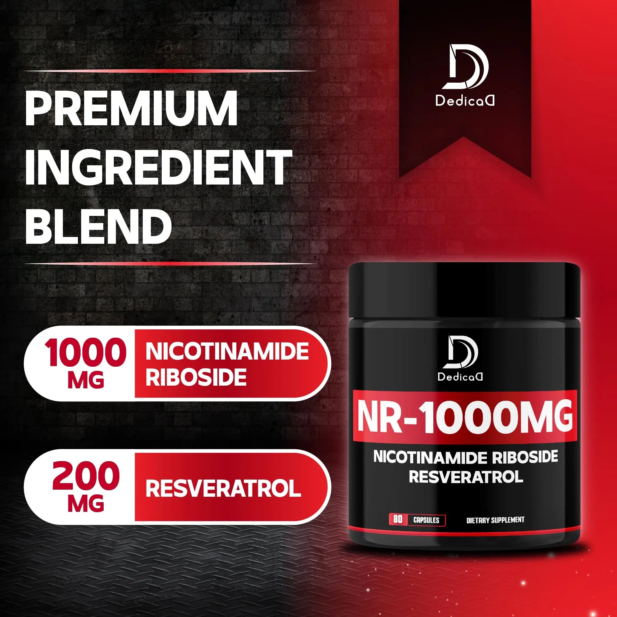 DEDICAD NAD Supplement with Nicotinamide Riboside and Trans Resveratrol - NR for Men & Women - 80 Capsules DEDICAD Au supplements