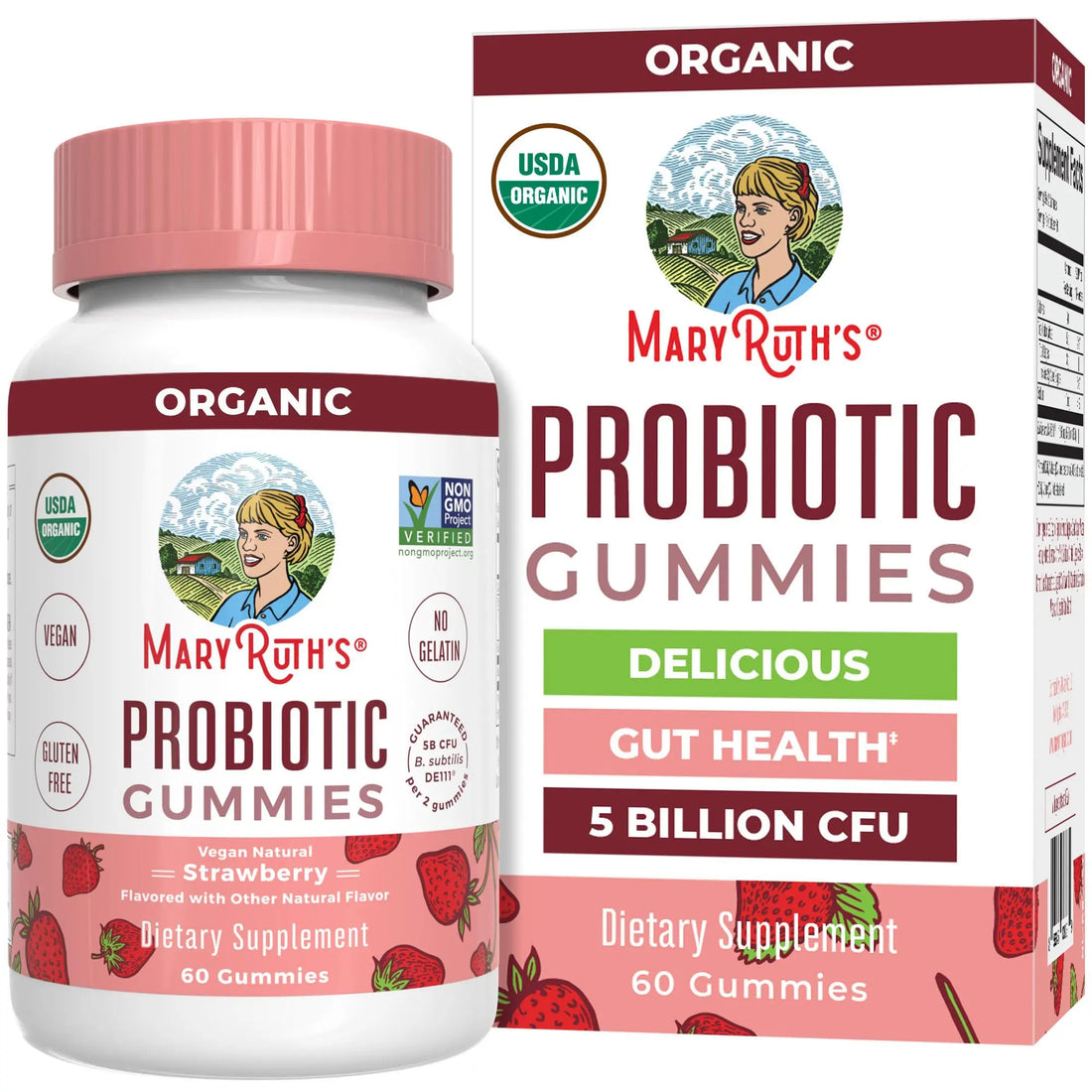 MaryRuth Organics USDA Organic Probiotic Gummies |Probiotics forWomen & Men Digestive Health & Gut Comfort Supplement 5 Billion CFU | Immune & Digestive Support | Vegan | Non-GMO | 60 Count MARYRUTH'S Au supplements