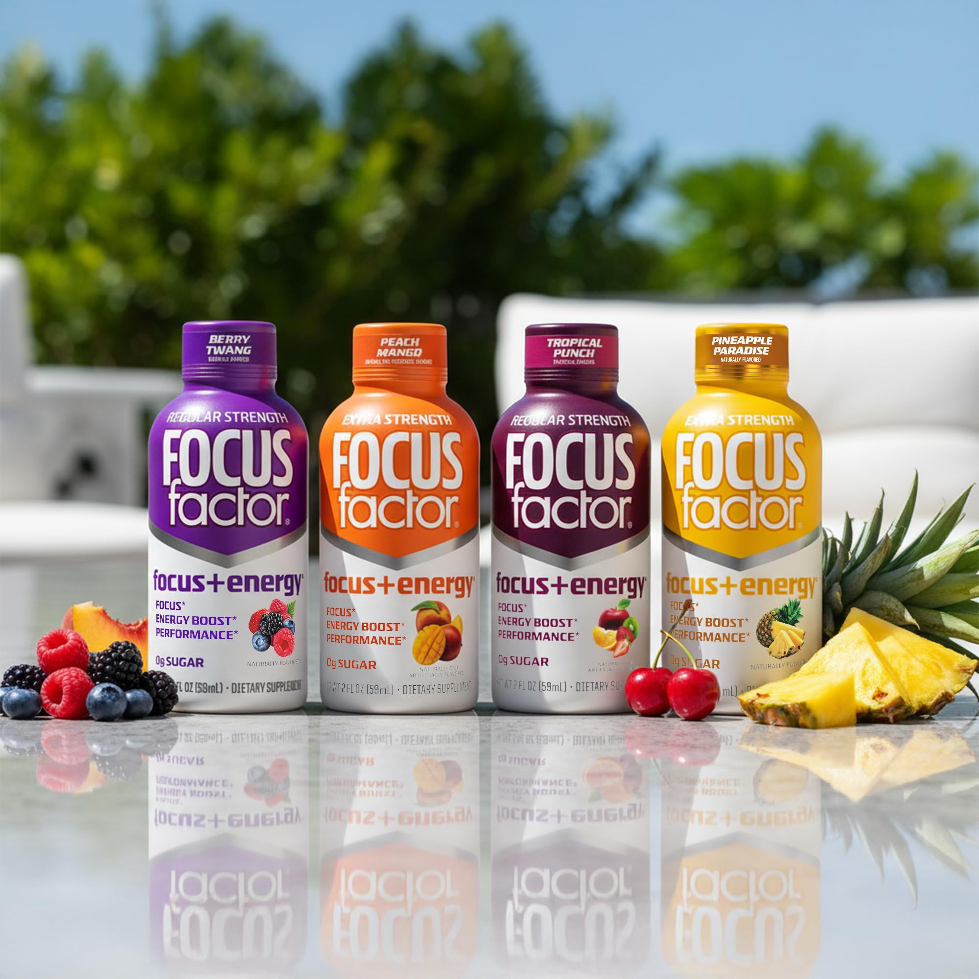 Focus Factor Extra Strength Focus + Energy Shots - 12 x 2oz Bottles (Pineapple Paradise Flavor) - Powered by Nootropics with Caffeine, L-Theanine, Ginkgo, Bacopa, L-Tyrosine, Alpha GPC Focus Factor Au supplements