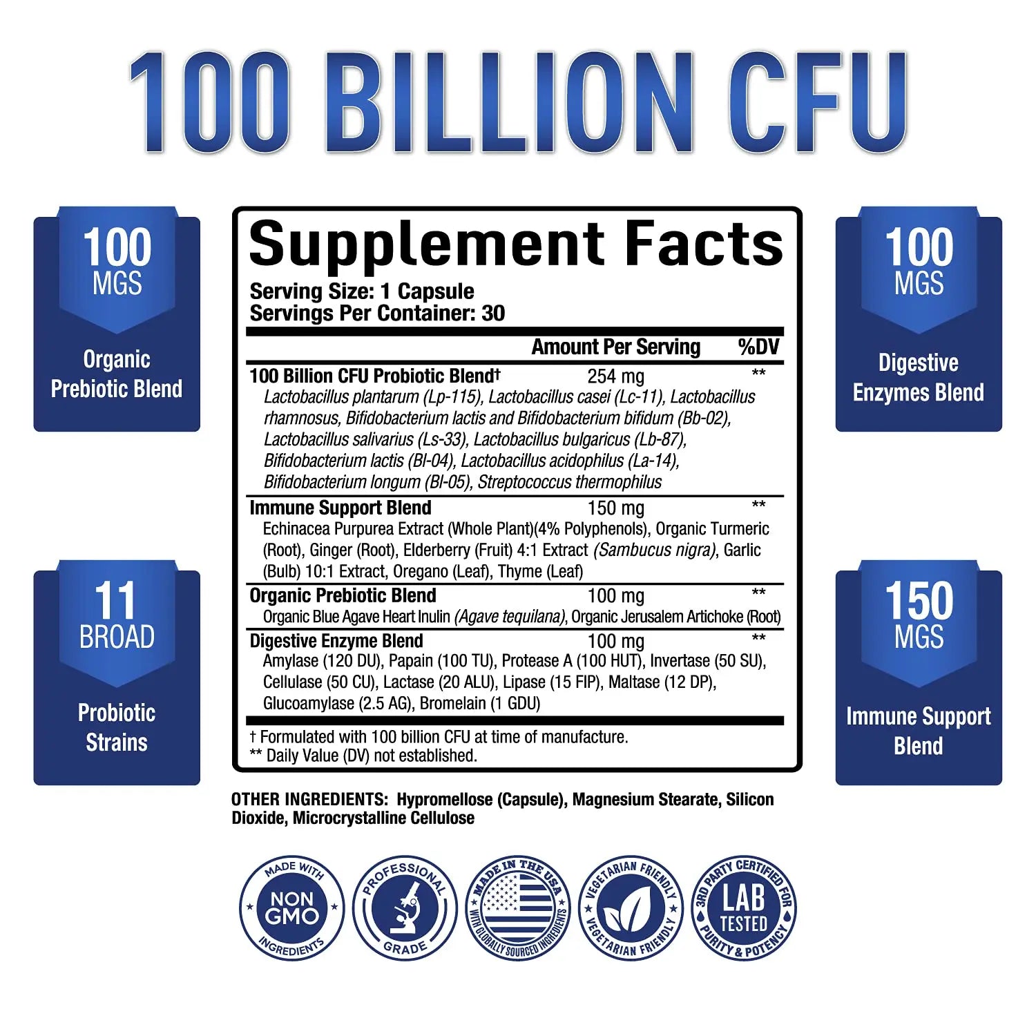 Purely Optimal Premium Probiotics 100 Billion CFU w/Digestive Enzymes Purely Optimal Au supplements