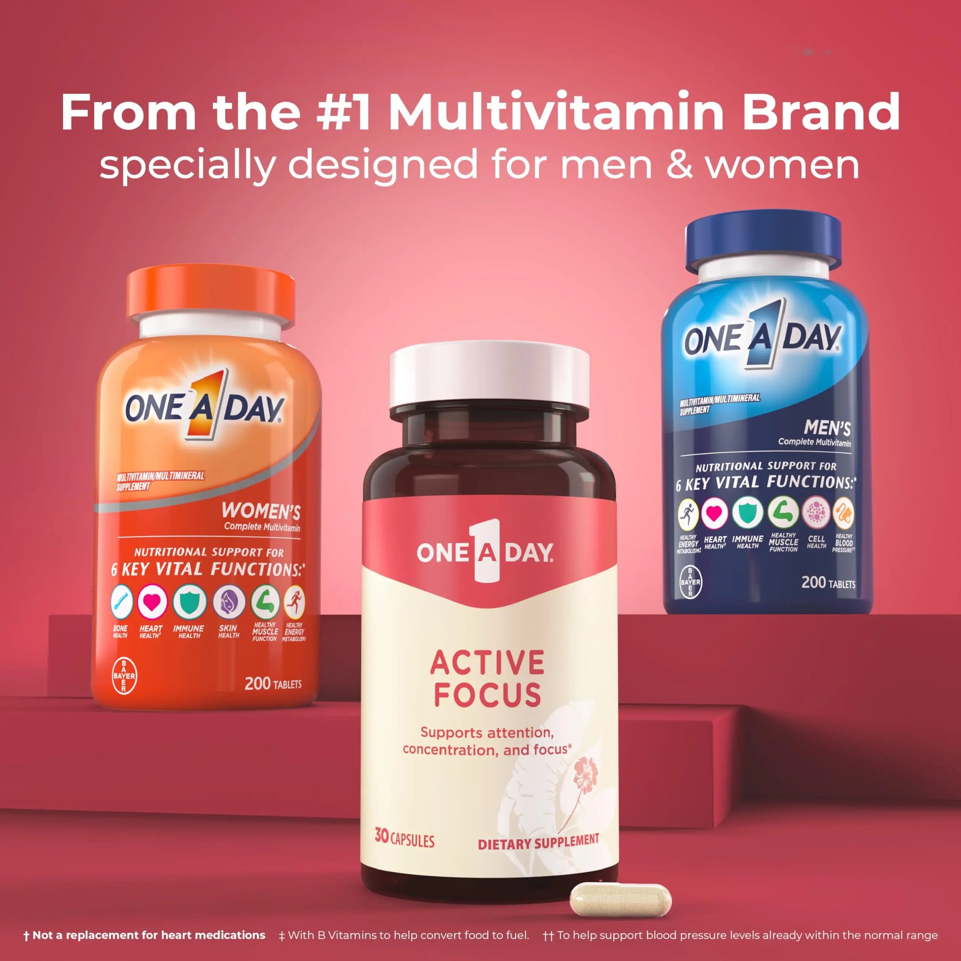ONE A DAY Bundle Multivitamin for Women 200 Count Tablets Active Focus Supplement ONE A DAY Au supplements