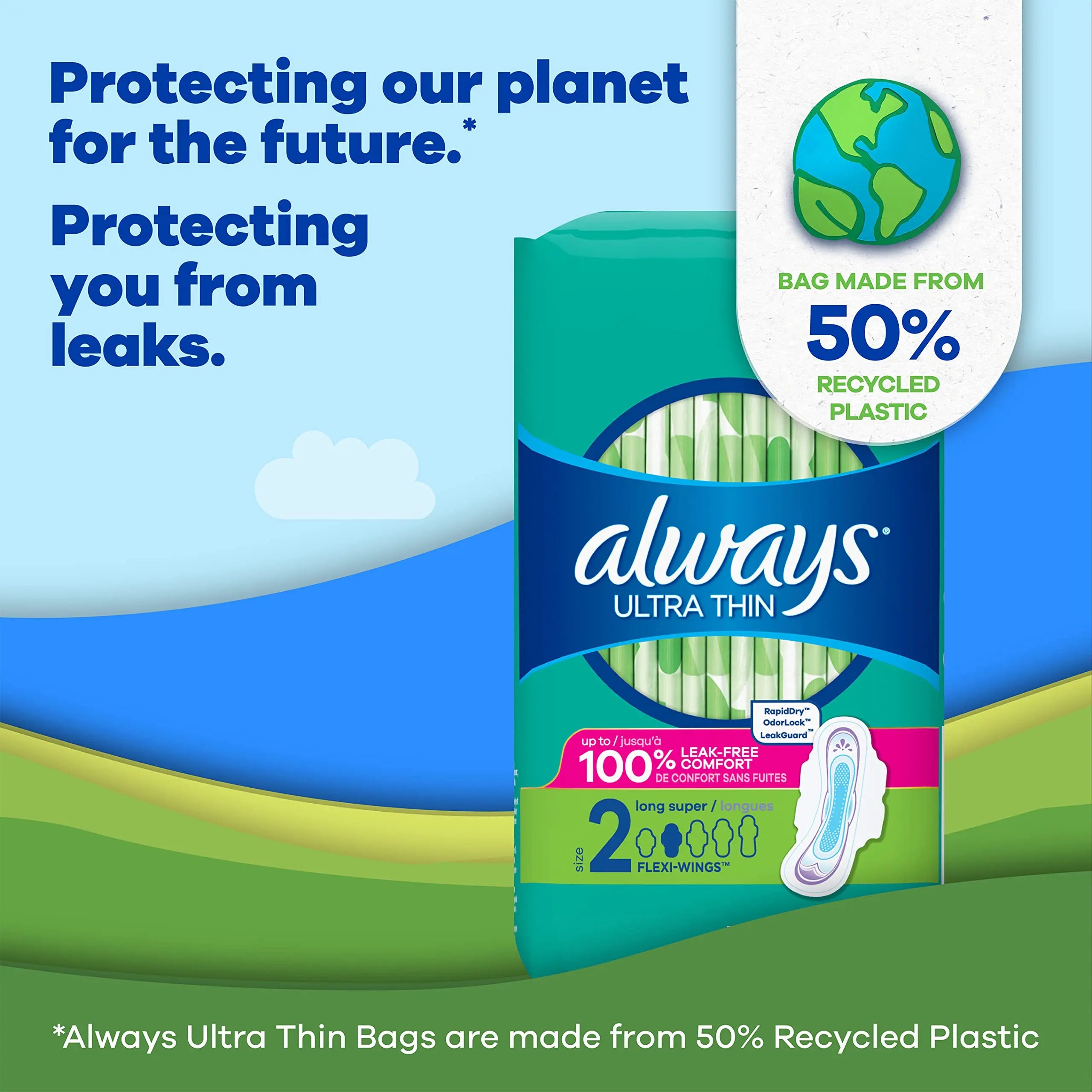 Always Ultra Thin Feminine Pads For Women, Size 2 Long Super Absorbenc Always Au supplements