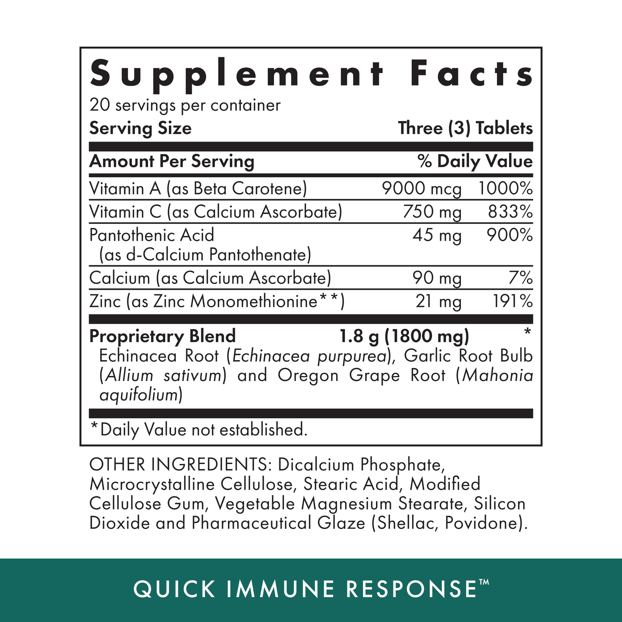 Michael's Health Naturopathic Programs Quick Immune Response - 60 Vegetarian Tablets - Immune System Support - With Vitamin A, Vitamin C & Zinc - 20 Servings MICHAEL'S Au supplements