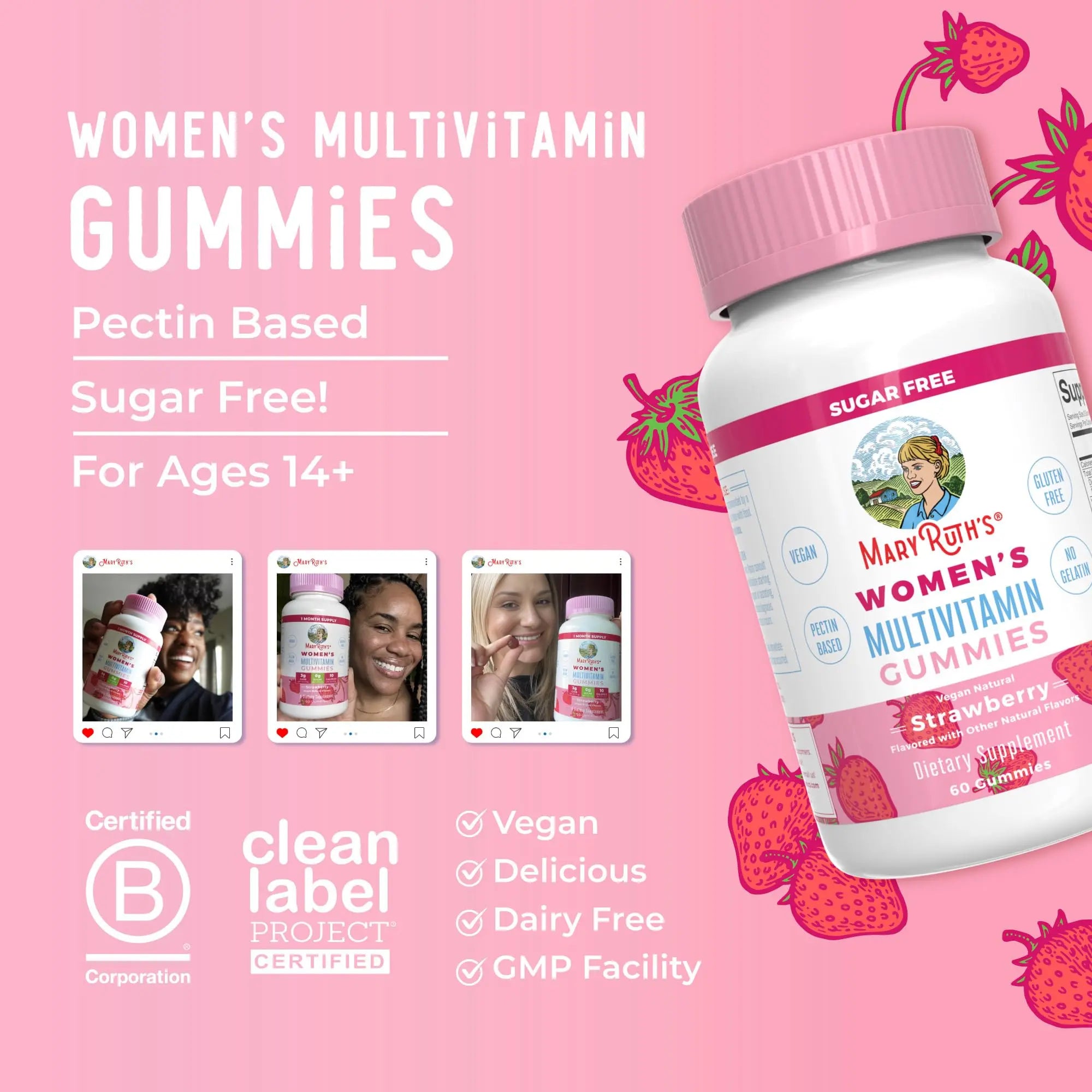 MaryRuth Organics Women's Immune Support Multivitamin Gummies | Ages 14+ | Skin Health | Gummy Vitamins for Women | Sugar-Free | Vegan | Non-GMO | 60 Count MARYRUTH'S Au supplements