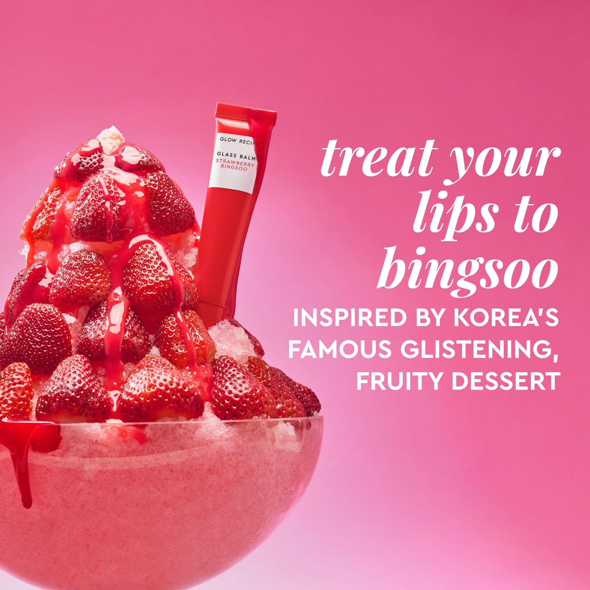 Glow Recipe Glass Balm Lip Treatment - 12Hr Hydrating Lip Balm & Moisturizer with Hyaluronic Acid to Smooth, Plump & Protect from Dryness - Sheer Pinky Red Tint, Strawberry Bingsoo (15 ml) Glow Recipe Au supplements