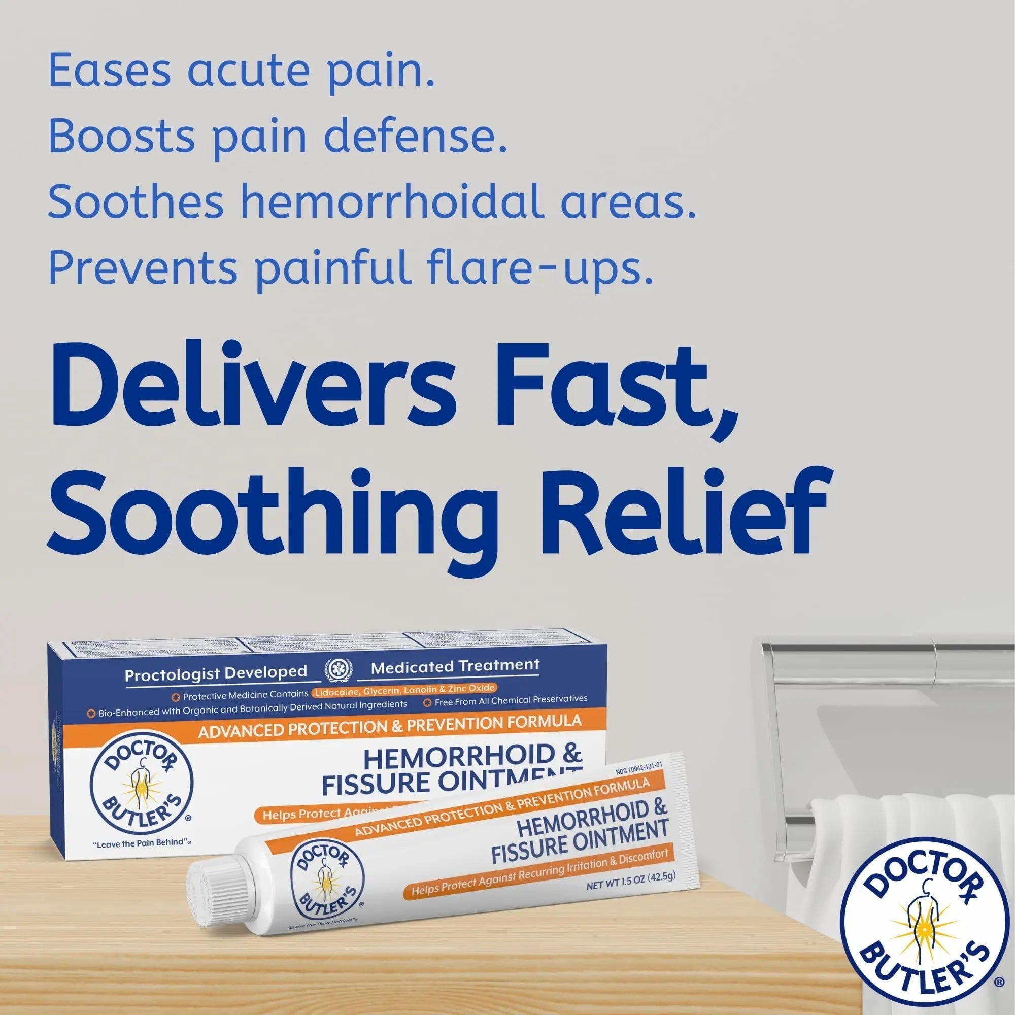 Doctor Butler's Advanced Hemorrhoid & Fissure Ointment – Lidocaine Hemorrhoid Treatment and Fissure Treatment Extra Strength Formula, Heals and Provides Fast Pain and Itch Relief* (1.5 oz.) Doctor Butler's Au supplements