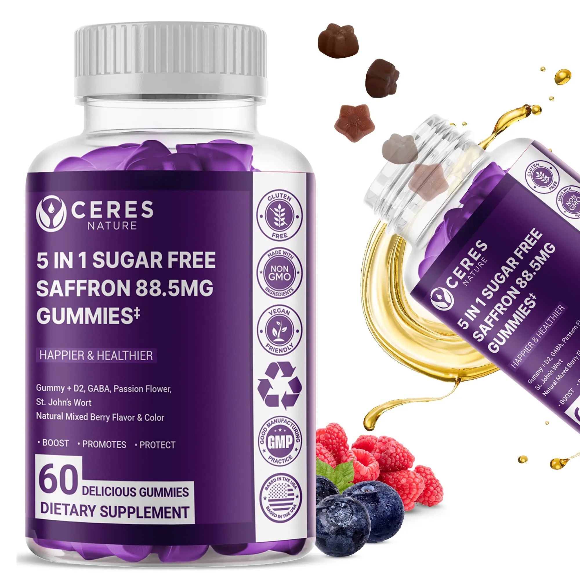 Premium Saffron Extract 88.5mg** Gummy - Appetite Control, Eye Support, Boost Energy Ceres Nature Au supplements