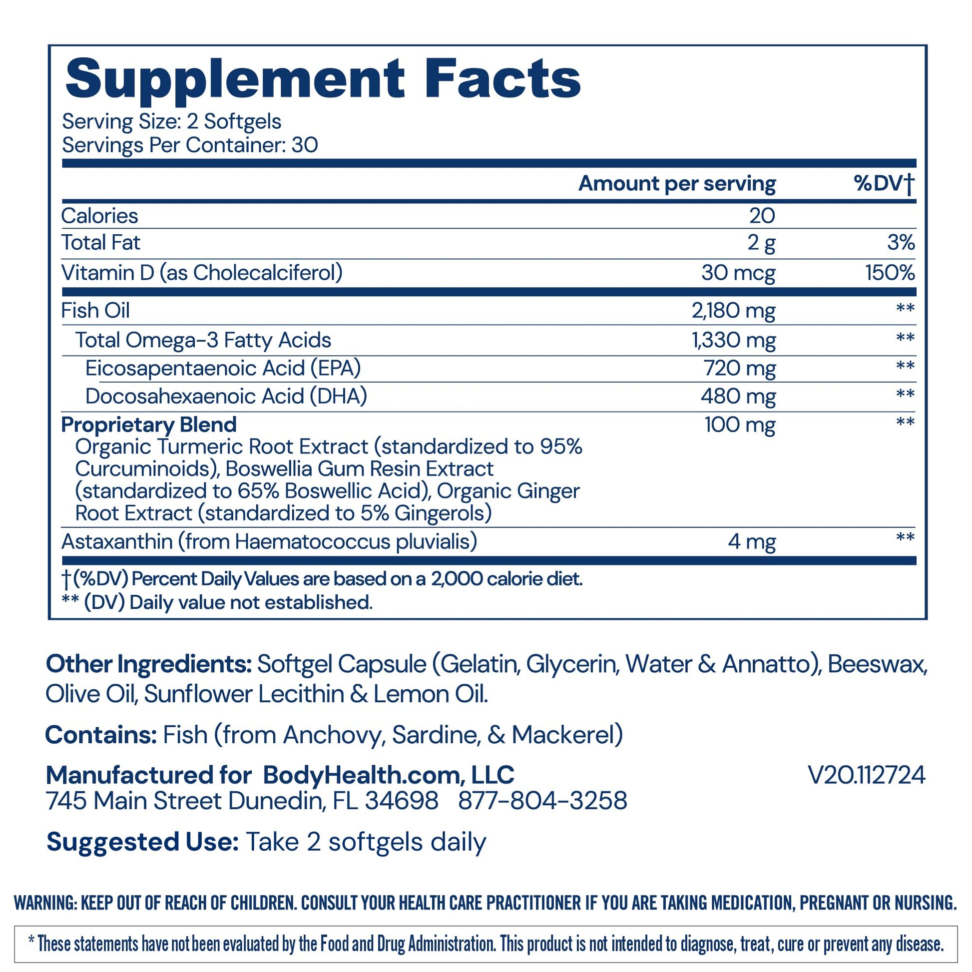 BodyHealth Omega 3 Health, Fish Oil Supplement for Women and Men, Heart and Brain Health, Fish Oil Pills, Fatty Acid Supplements, Omega 3 Vitamins - 60 Soft Gels BodyHealth Au supplements