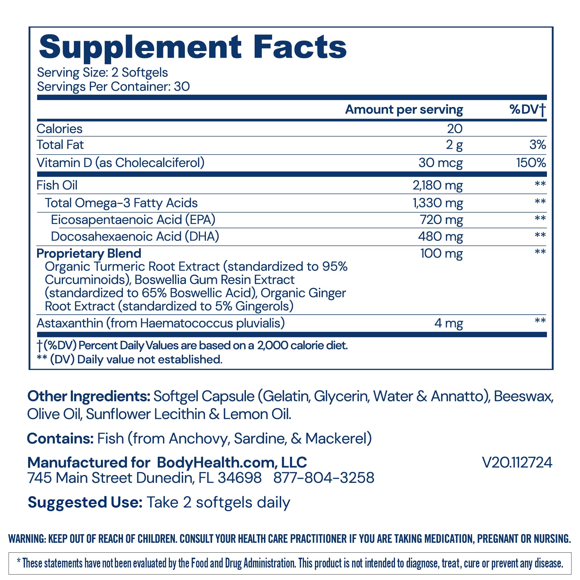 BodyHealth Omega 3 Health, Fish Oil Supplement for Women and Men, Heart and Brain Health, Fish Oil Pills, Fatty Acid Supplements, Omega 3 Vitamins - 60 Soft Gels BodyHealth Au supplements