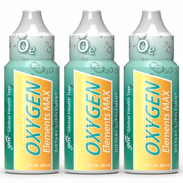 GHT Oxygen Elements Max Liquid Oxygen Drops in 1 Ounce Bottle, Portable Supplement - Bolster Endurance and Stamina, Cleanse Cells (3 Pack) ght Global Health Trax Au supplements