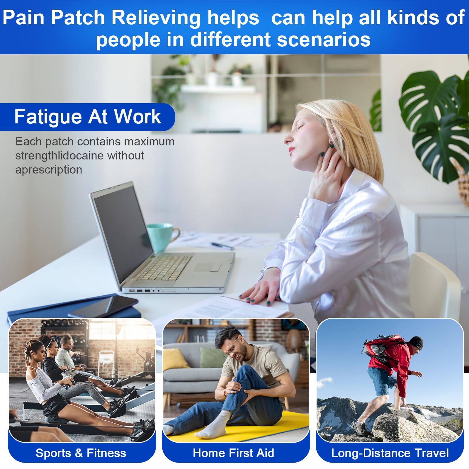 AROSLU Lidocaine Pain Relief Patches Maximum Strength Numbing Gel Patch for Back Knee Neck Shulder Joint Ache Muscle Soreness ICY Compress Topical 20-PCS AROSLU Au supplements