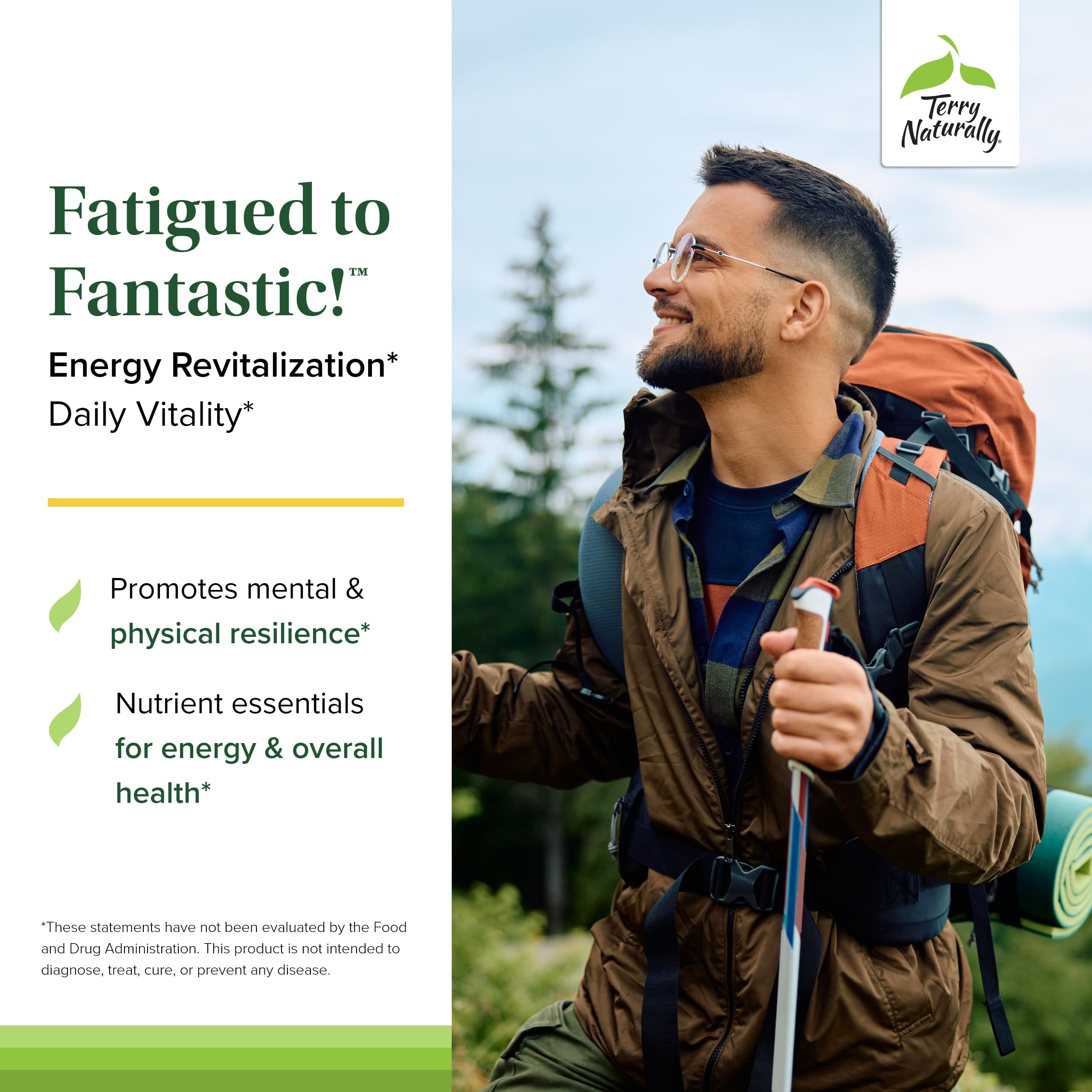 Terry Naturally Fatigued to Fantastic Energy Revitalization - Drink Mix for Energy with L-Tyrosine, Vitamins A, D3, E & B - Supports Heart Health - 7.6 oz (30 Servings) Terry Naturally Au supplements