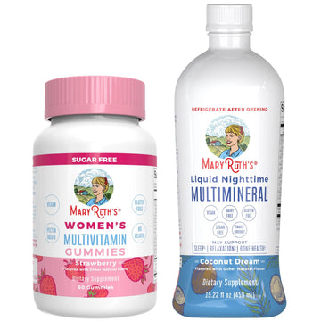 MaryRuth's Multivitamin Gummies for Women (Strawberry) & Liquid Nighttime Multimineral (Coconut, 15.22oz) | Clean Label Project Verified MARYRUTH'S Au supplements