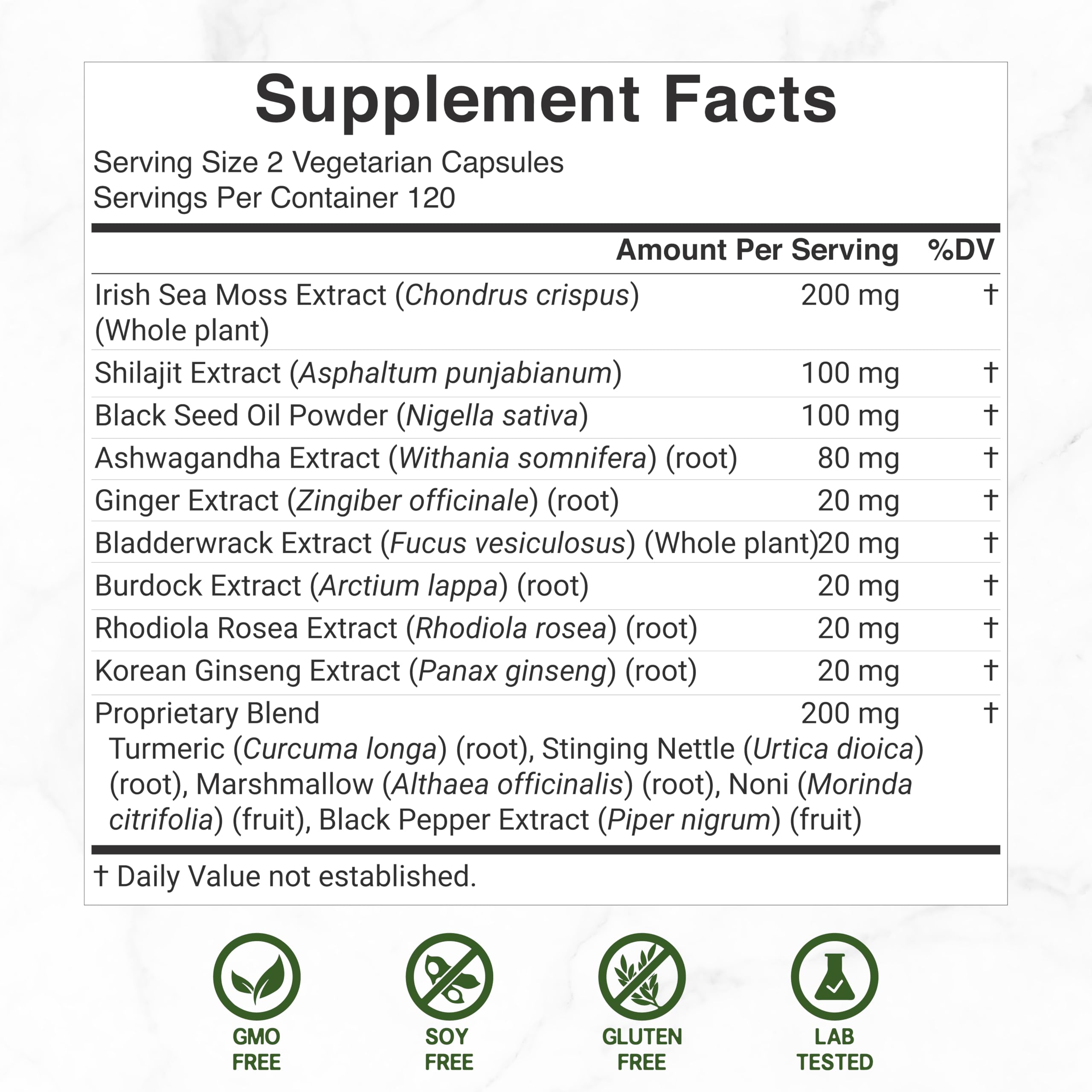 DEAL SUPPLEMENT Irish Sea Moss 240 Veggie Capsules – 14 Superfood Complex with Black Seed Oil, Ashwagandha, & Ginger DEAL SUPPLEMENT Au supplements