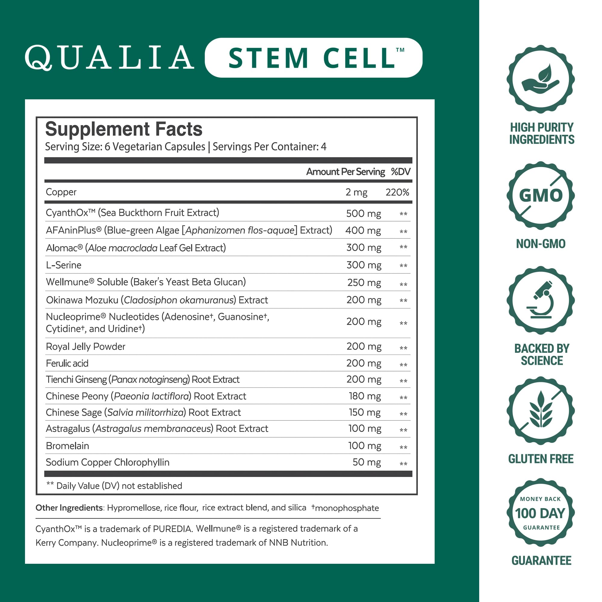 Qualia Stem Cell — Stem Cell Supplement Support with Royal Jelly, Astragalus & Sea Buckthorn | 16 Ingredients | 4 Days a Month | Helps Body Naturally heal* QUALIA LIFE SCIENCES Au supplements