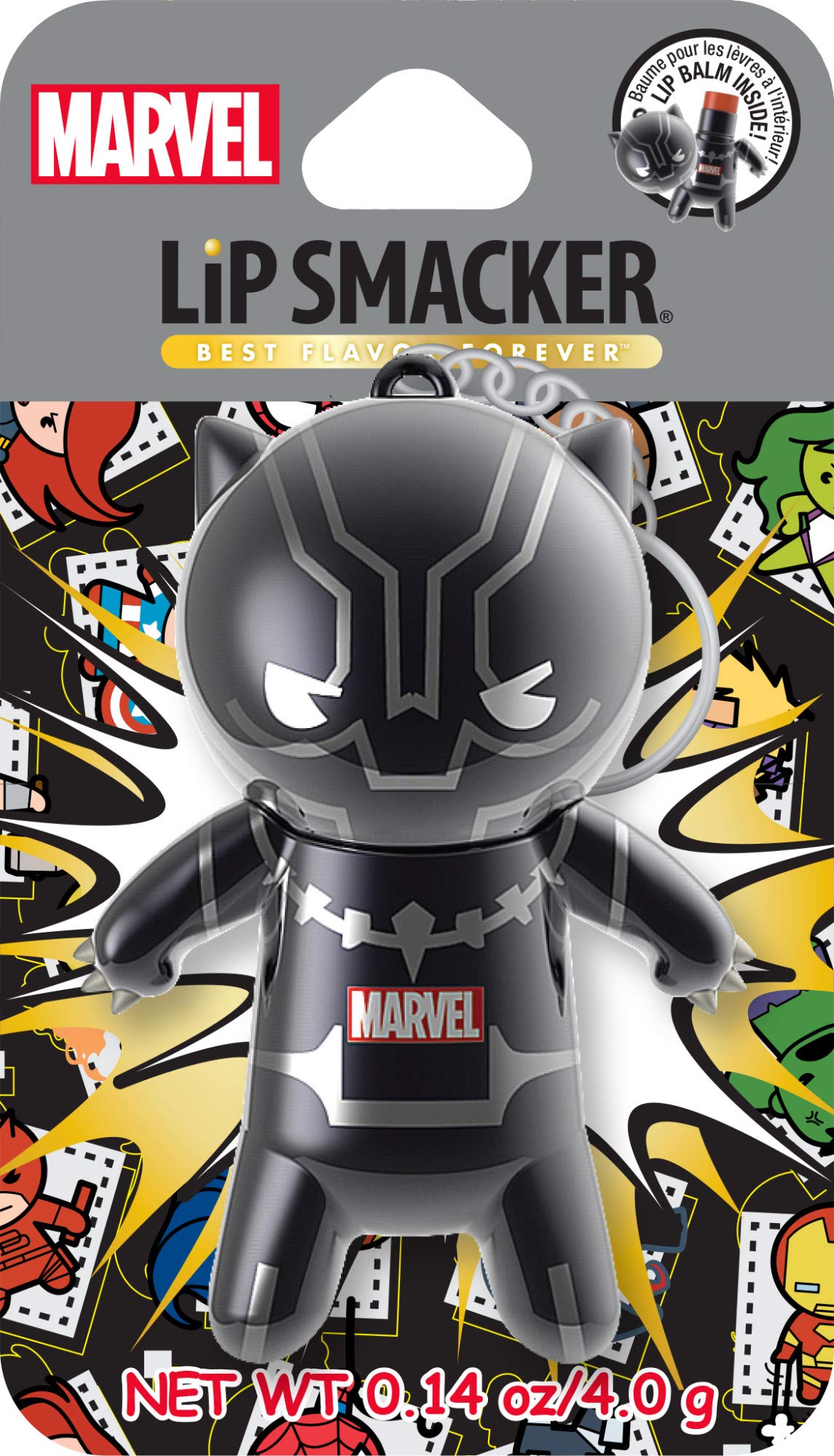 Lip Smacker Marvel Lip Balm Keychain, Clear & Glossy, Fun & Giftable, Cruelty Free - Black Panther Lip Smacker Au supplements