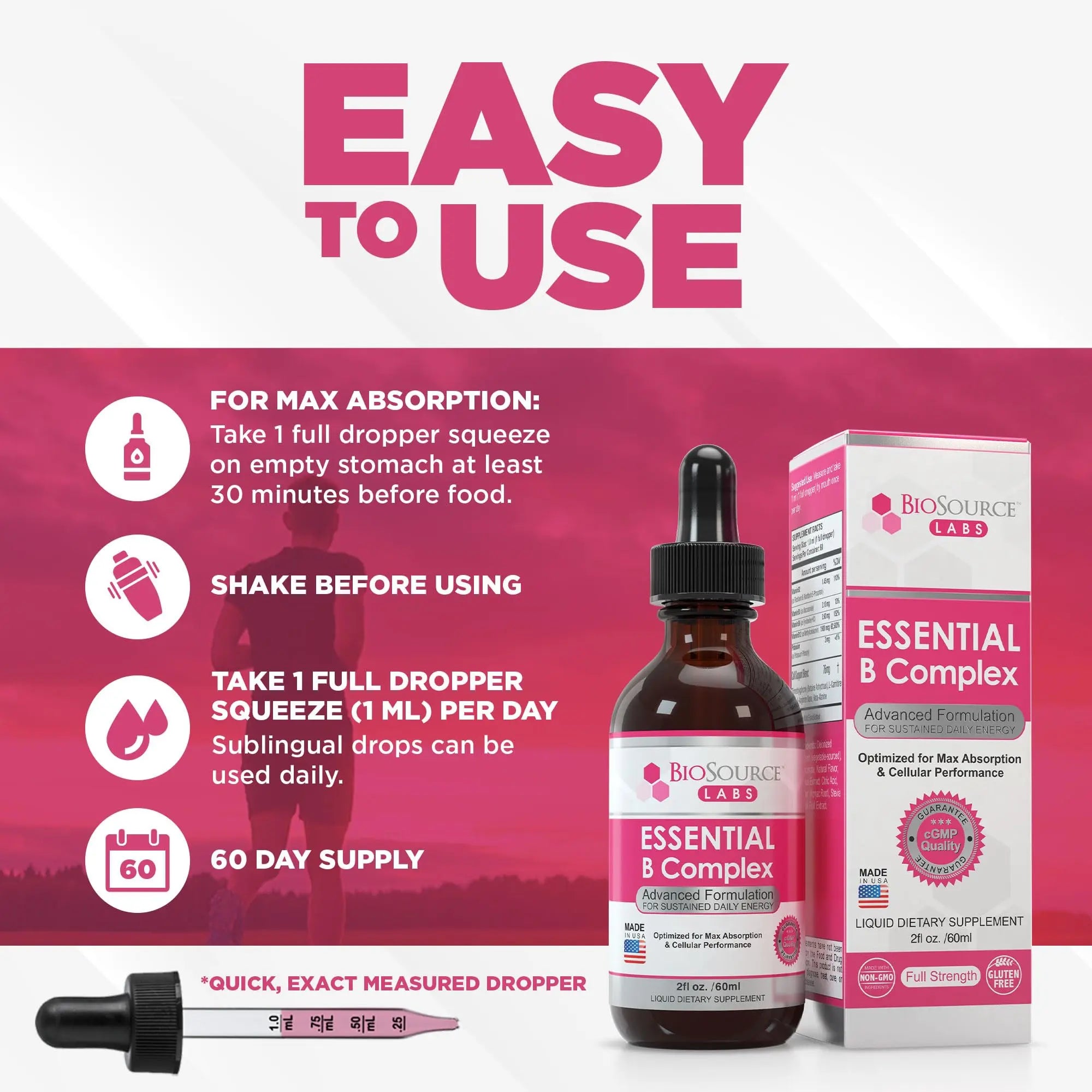 BioSource Labs Essential B Complex - Daily Vegan Vitamin B-Complex Sublingual Liquid BioSource Labs Au supplements