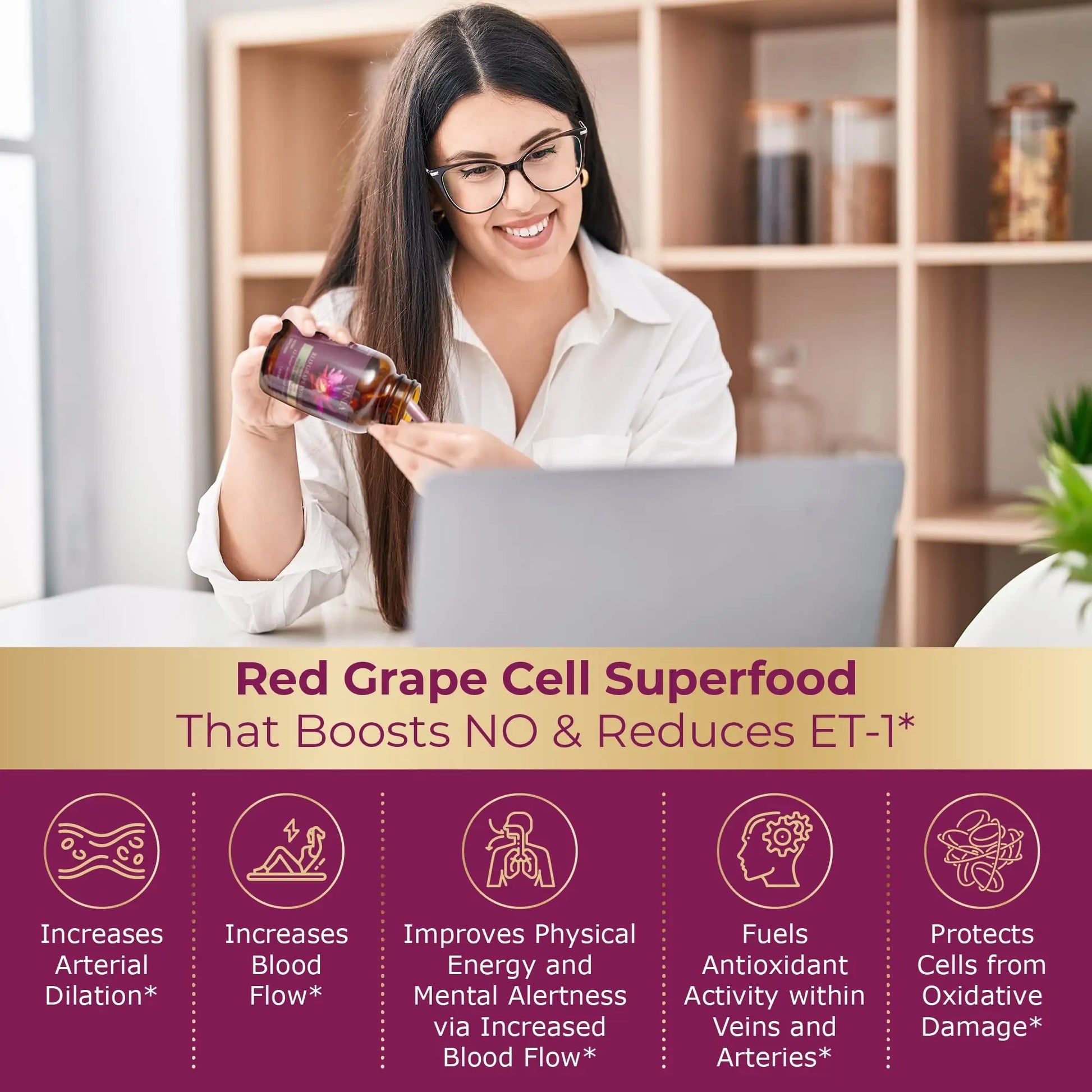 VINIA 12-Hour Sustained Release Piceid Resveratrol Supplement. Nitric Oxide Supplement VINIA Au supplements