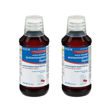 MAJOR Adult Extra Strength Liquid Acetaminophen 500mg - Helps Relieve Pain and Reduce Fevers - Aspirin Free - Cherry Flavor - 8 Fl Oz (2 Pack) MAJOR Au supplements