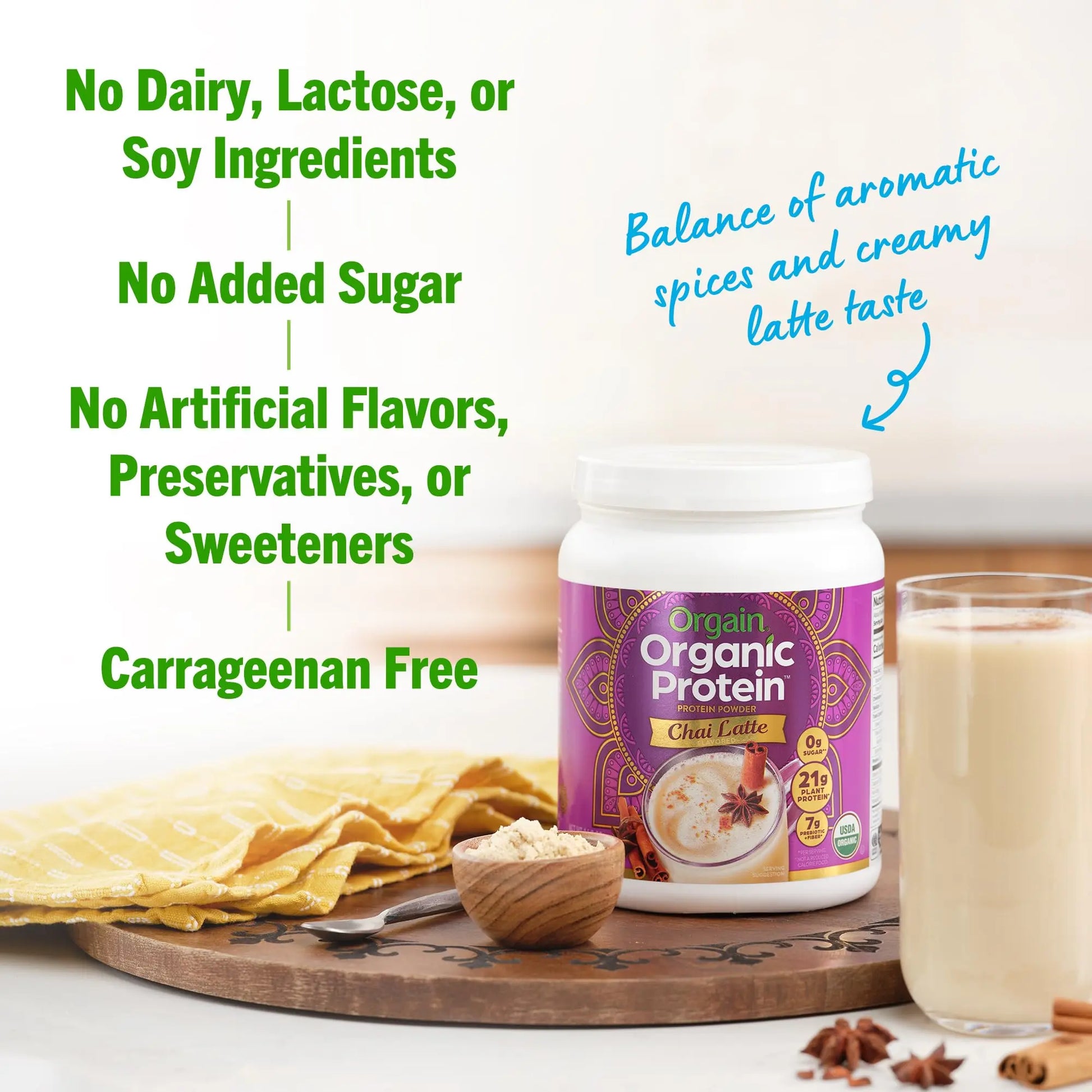 Orgain Organic Vegan Protein Powder, Chai Latte - 21g Plant Based Protein, Gluten Free Orgain Au supplements